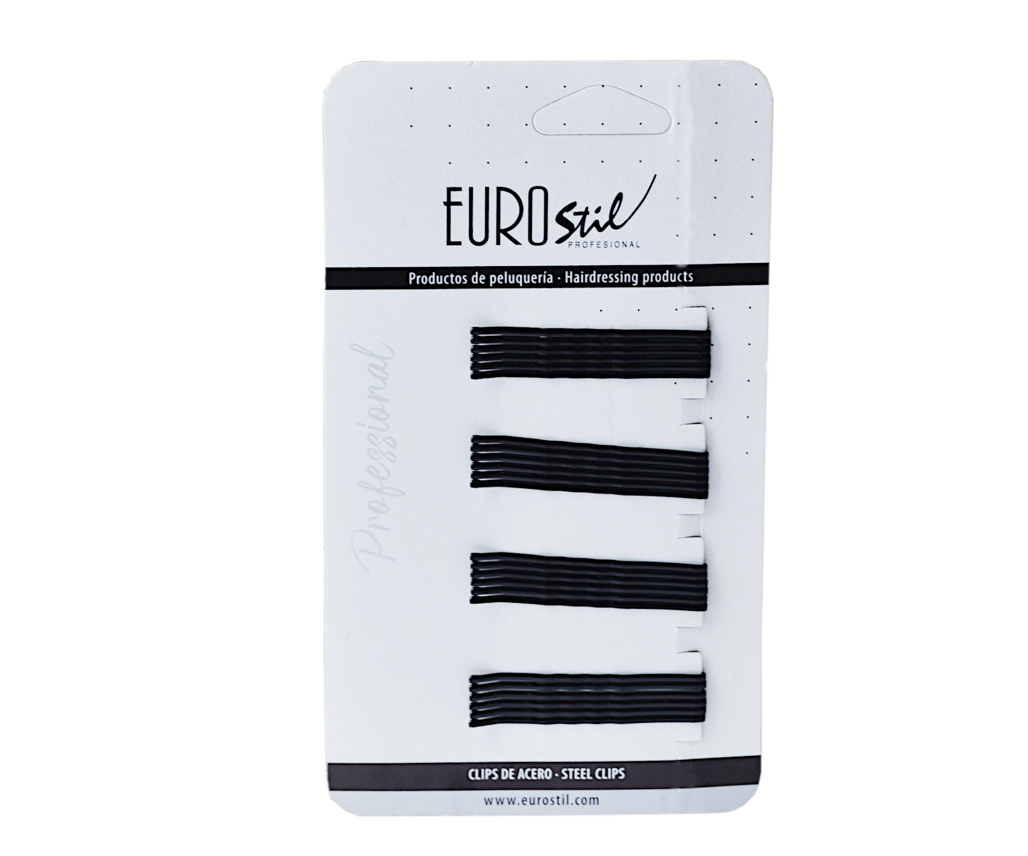 E-shop Vlnitá sponka Eurostil Professional - 5 cm, čierna - 24 ks (01609/50)