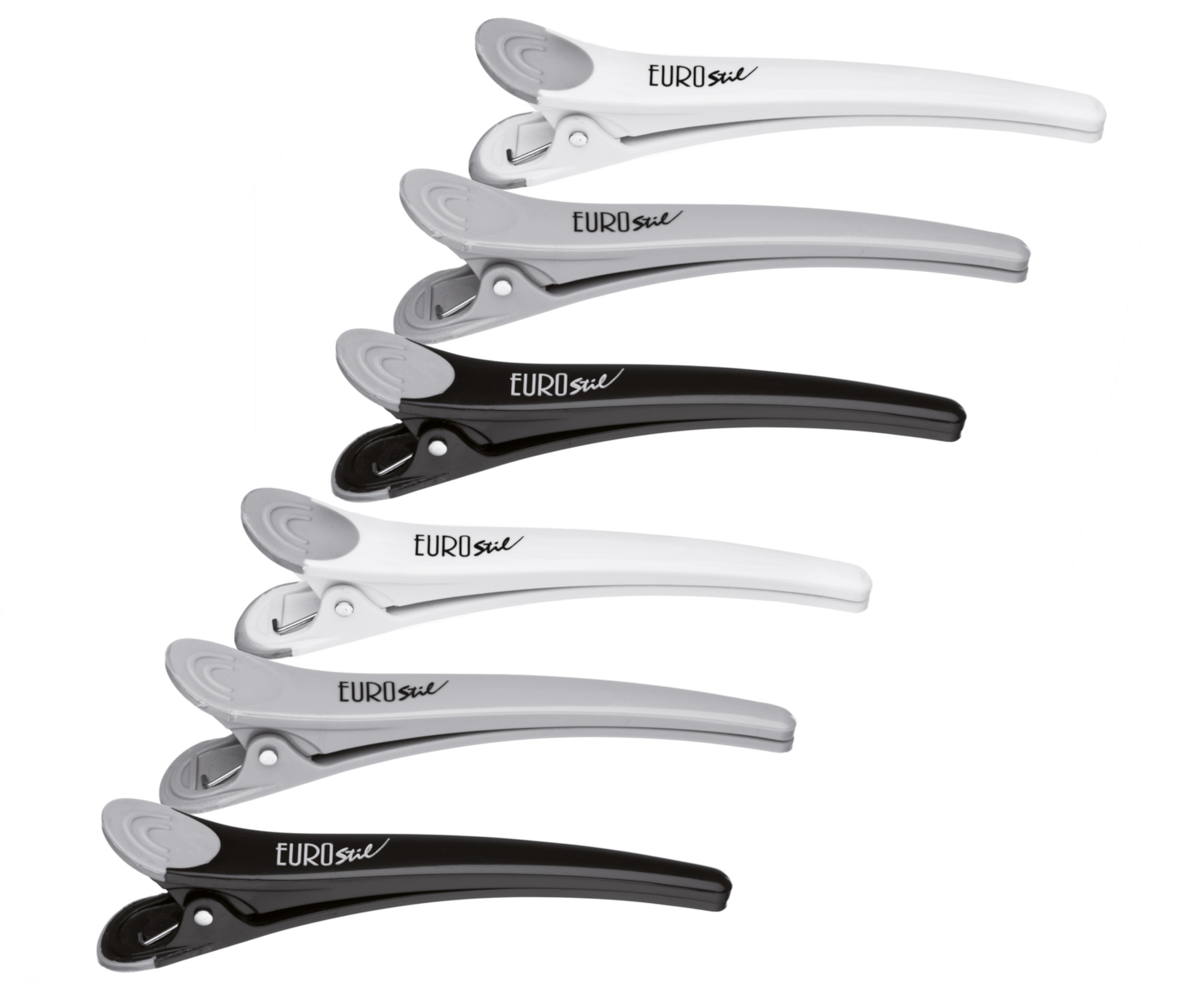 E-shop Klipsy do vlasov Eurostil Professional - 11 cm, čierne, biele, šedé, 6 ks (04376) + darček zadarmo