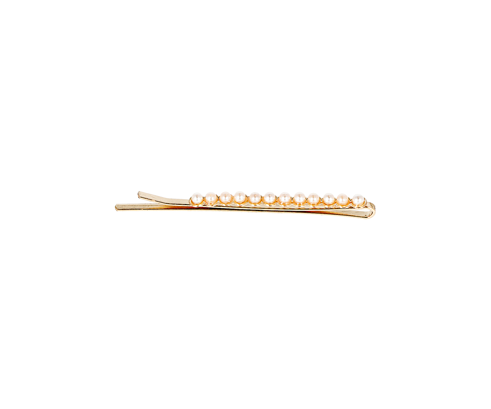 E-shop Ozdobná plochá sponka s perličkami Eurostil Professional - zlatá, 5,5 cm, 2 ks (06930)
