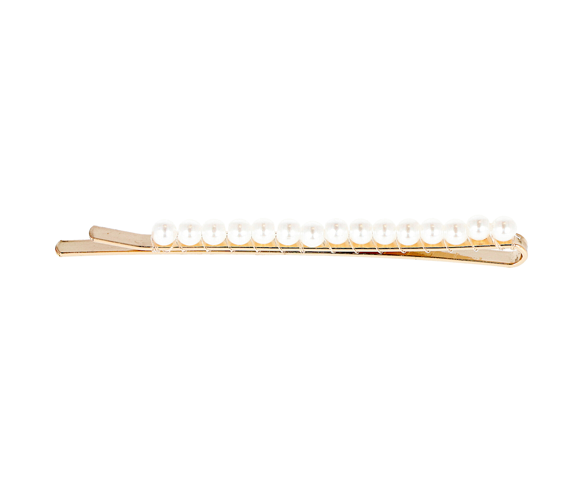 E-shop Ozdobná plochá sponka s perličkami Eurostil Professional - zlatá, 7 cm, 2 ks (06932)