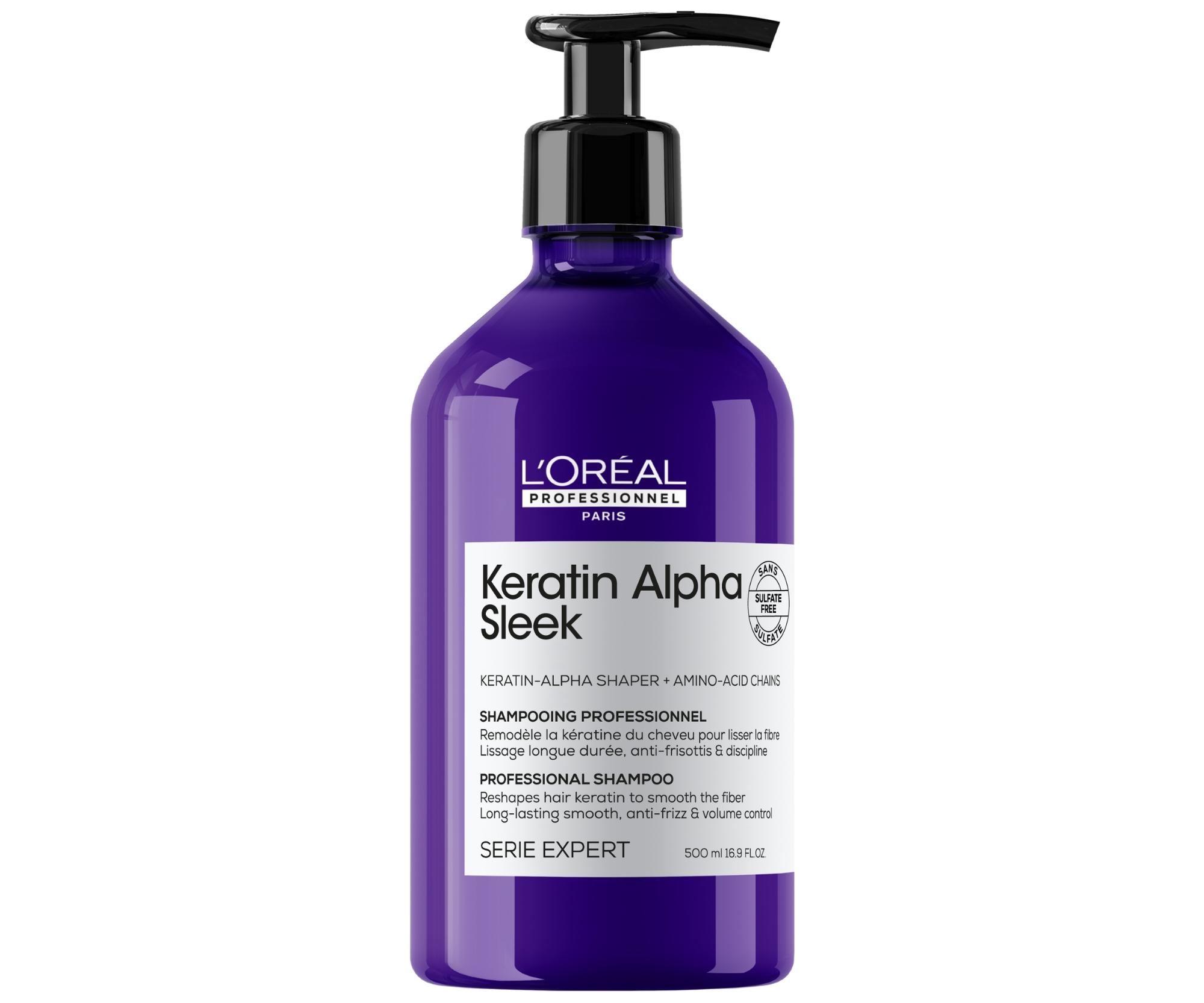 E-shop Šampón pre dlhotrvajúce uhladenie krepatých vlasov Loréal Professionnel Serie Expert Keratin Alpha Sleek - 500 ml - L’Oréal Professionnel + darček zad