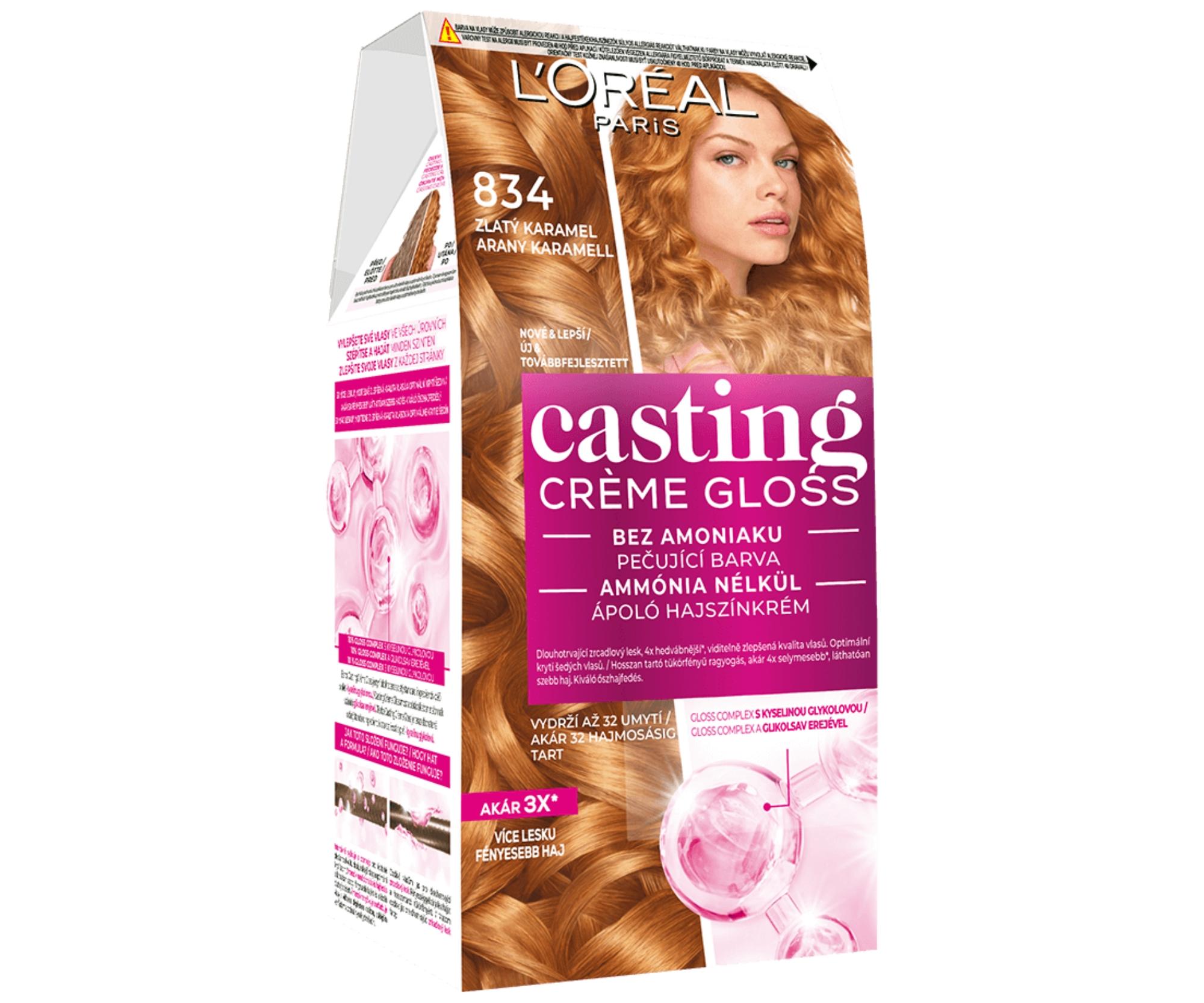 E-shop Preliv bez amoniaku Loréal Casting Créme Gloss - 834 zlatý karamel - L’Oréal Paris + darček zadarmo