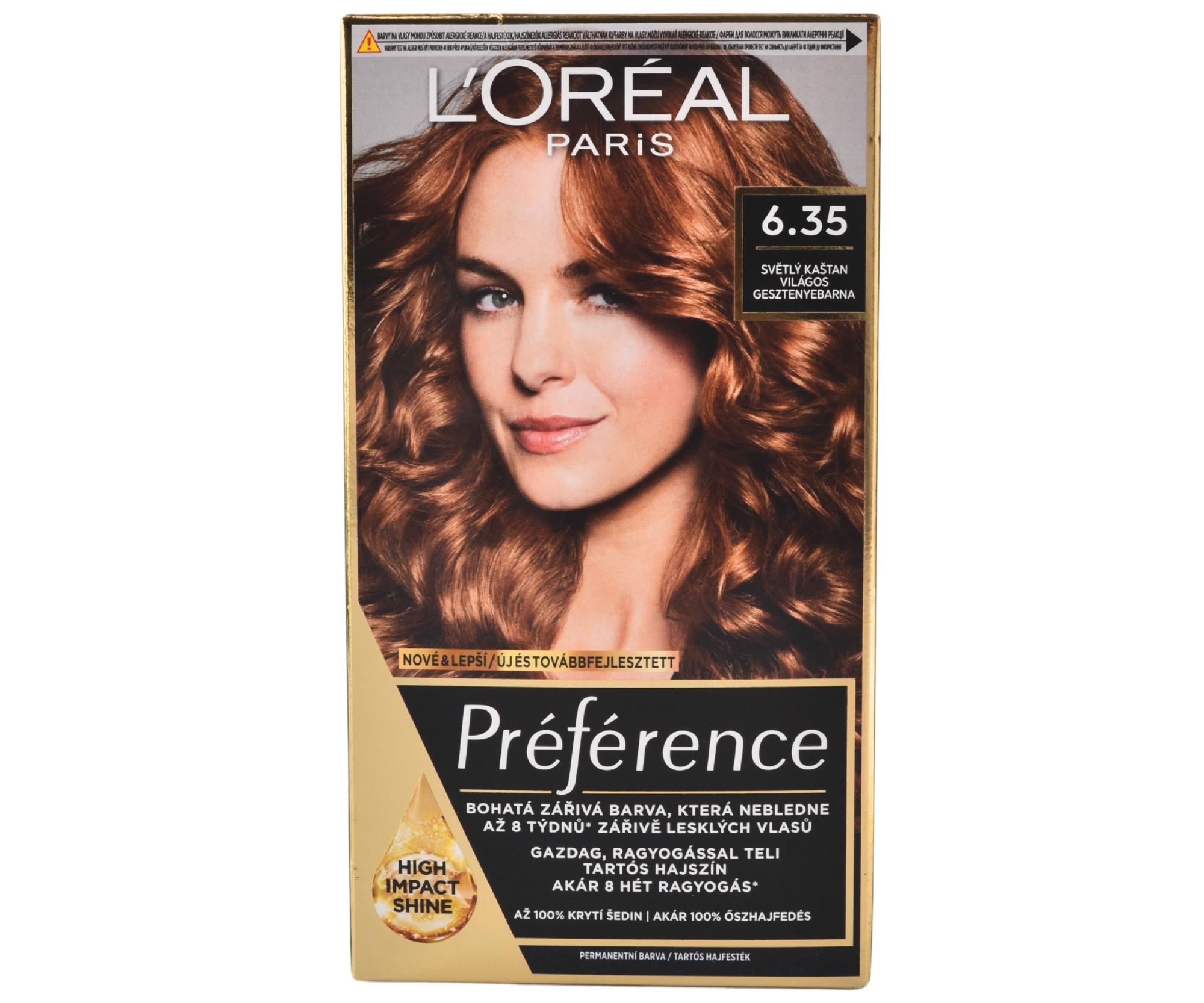 E-shop Permanentná farba Loréal Préférence 6.35 svetle gaštanová - L’Oréal Paris + darček zadarmo