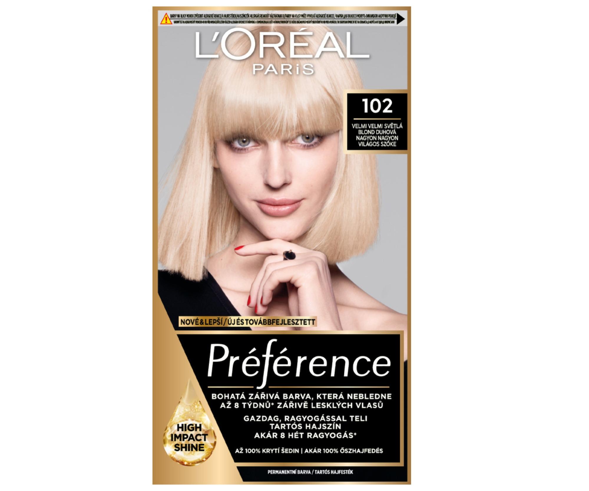 E-shop Permanentná farba Loréal Préférence 102 veľmi veľmi svetlá blond dúhová - L’Oréal Paris + darček zadarmo