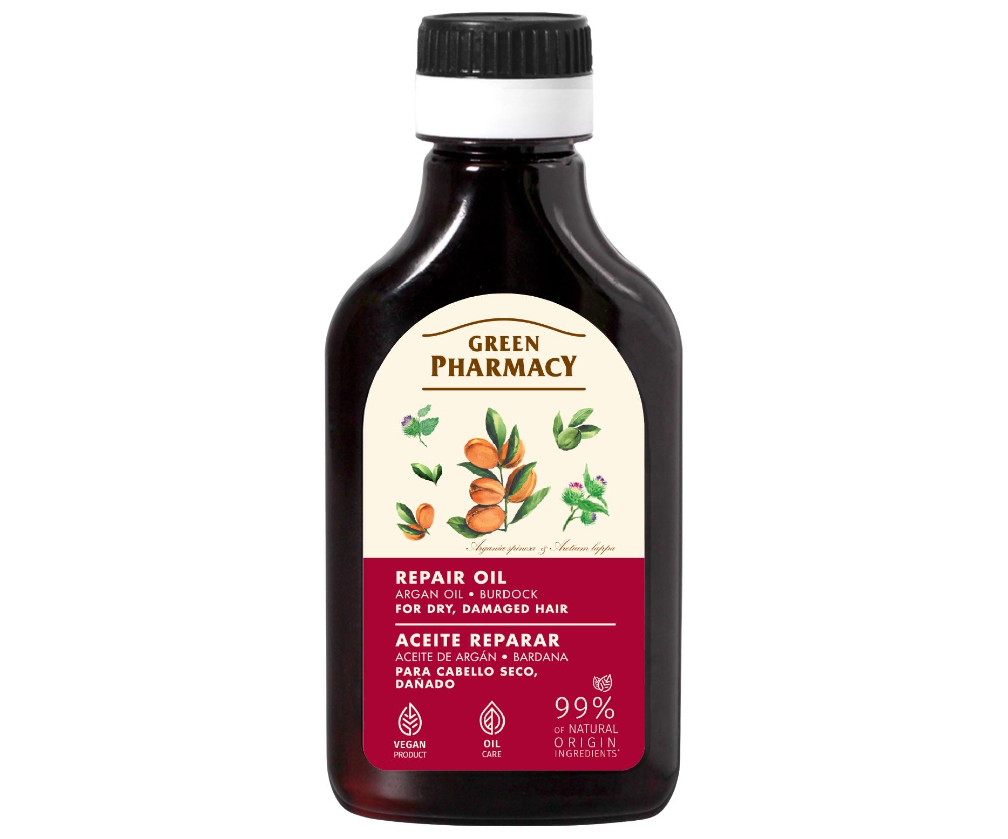E-shop Olej pre suché a poškodené vlasy s arganovým olejom a lopúchom Green Pharmacy Repair Oil - 100 ml