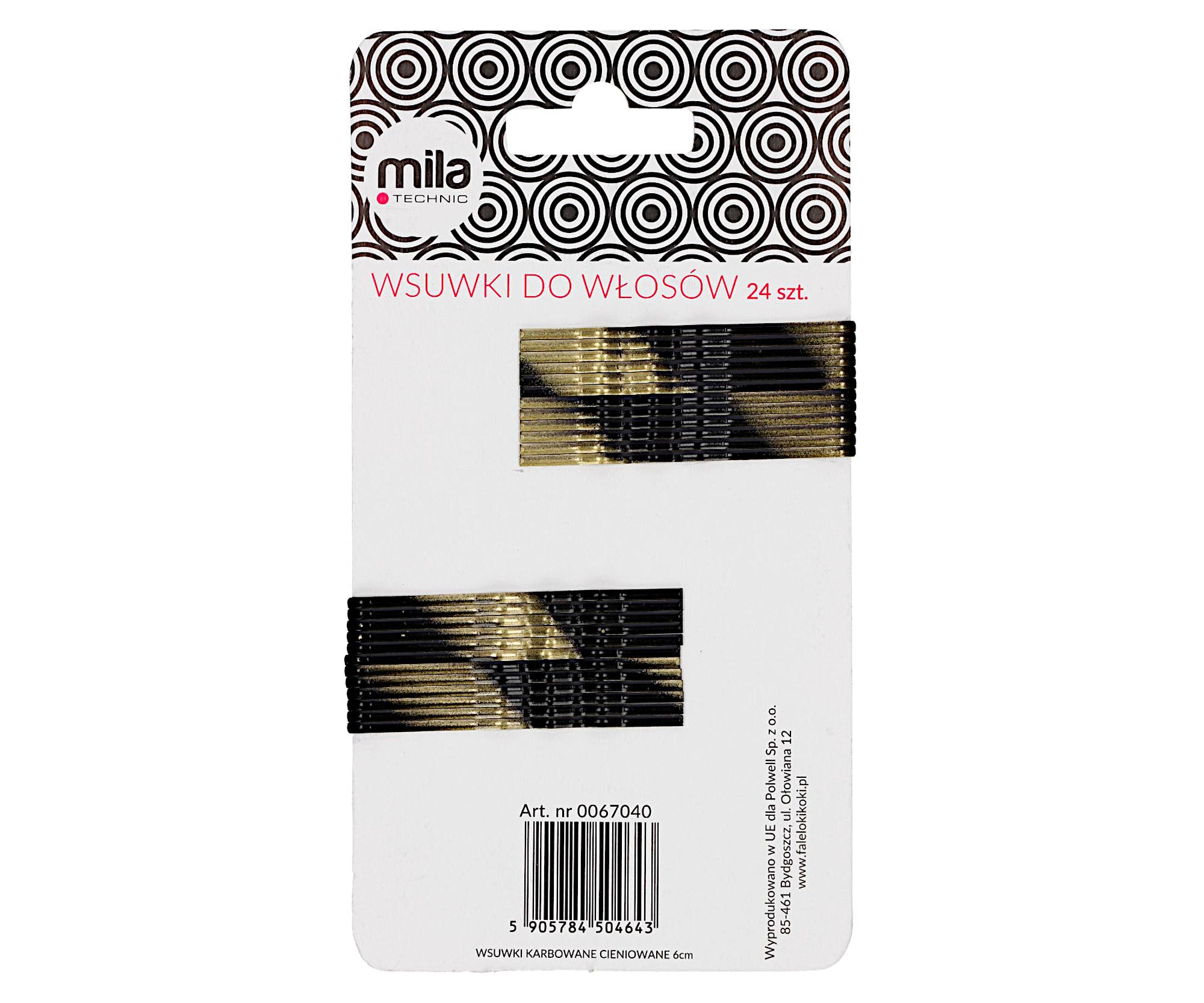 E-shop Vlnitá sponka Mila - 6cm, zlato-čierna - 24 ks (0067040)