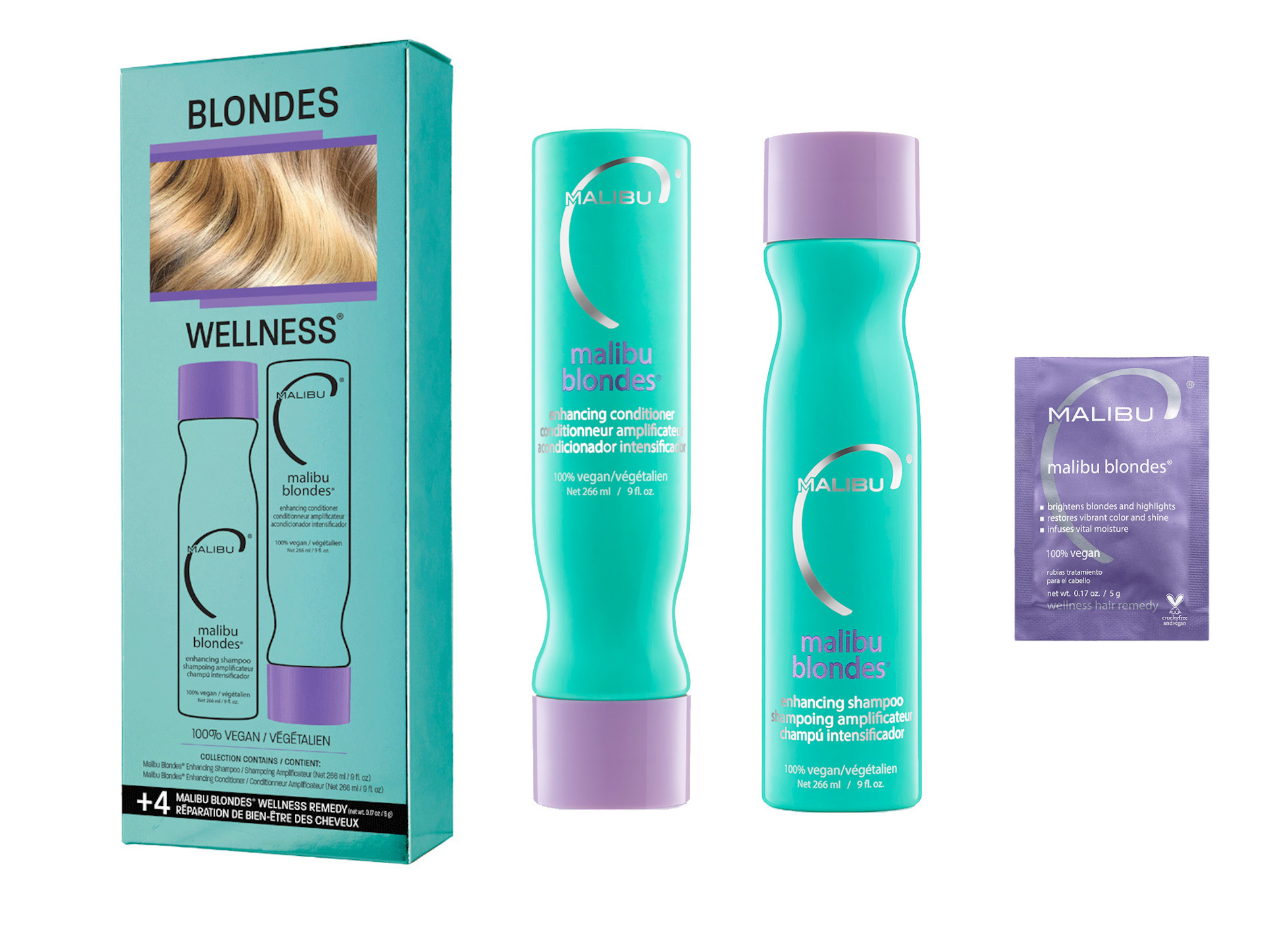 E-shop Sada pre žiarivú blond farbu Malibu C Blondes Wellness (49616) + darček zadarmo