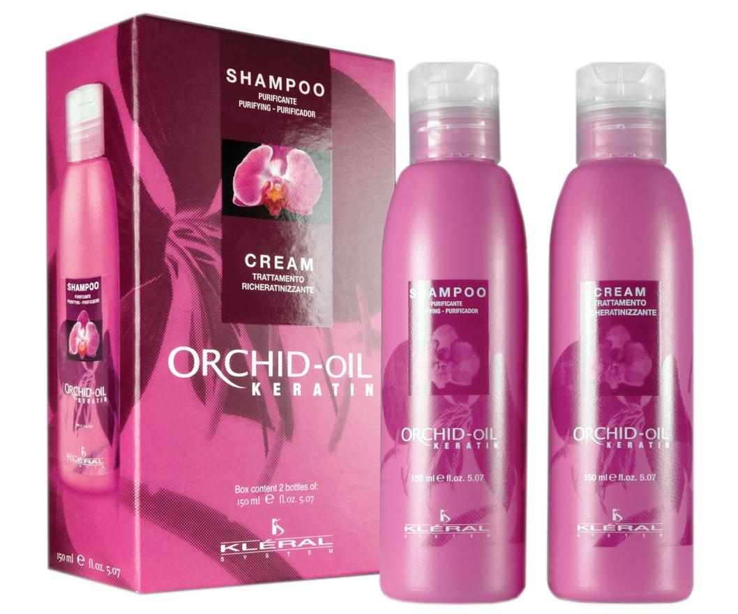 E-shop Hydratačná sada pre poškodené vlasy Kléral Orchid-Oil Keratin - šampón 150 ml + maska 150 ml (175) + darček zadarmo