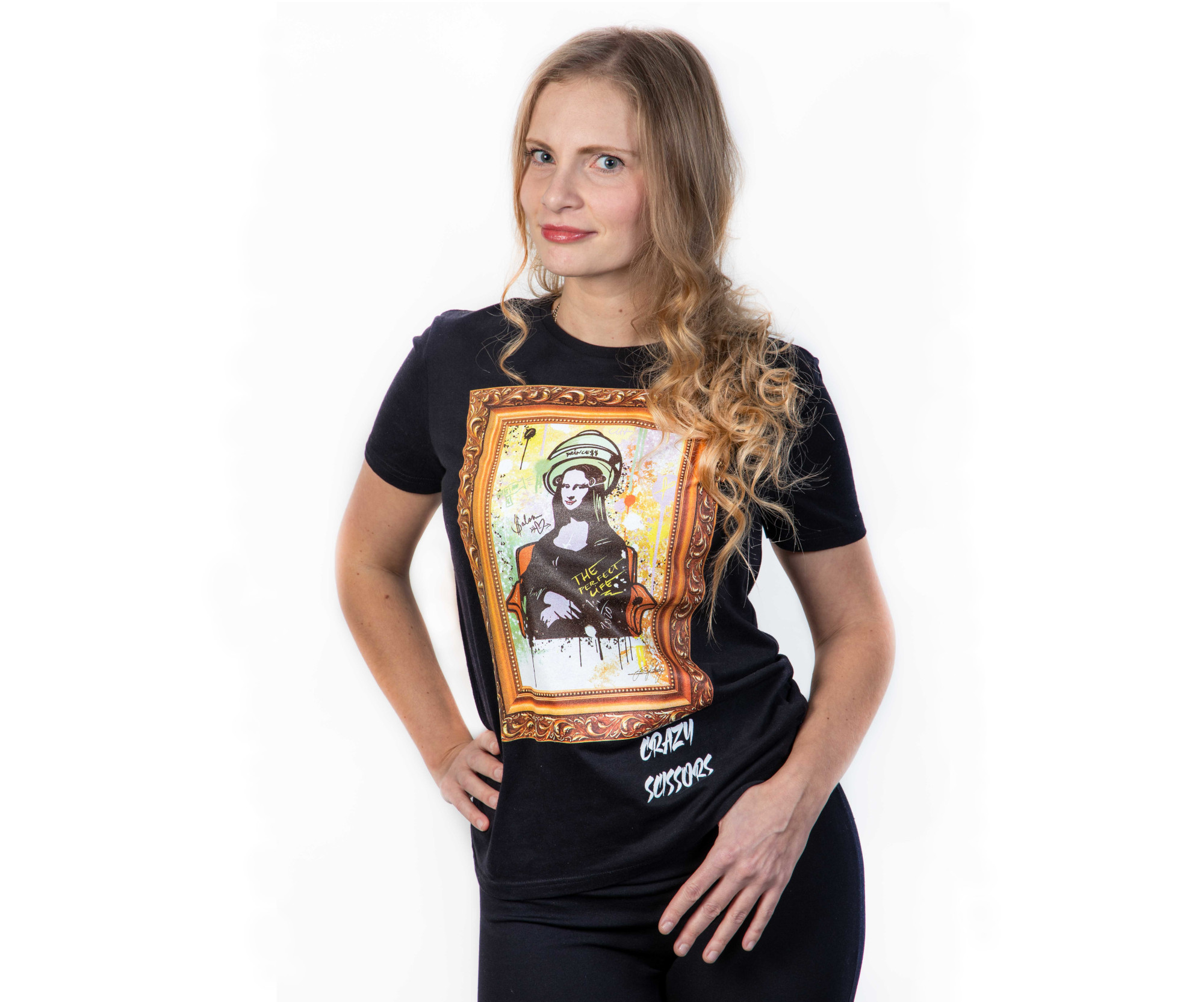 E-shop Tričko s krátkym rukávom Crazy Scissors Mona Lisa - čierne, XS + darček zadarmo