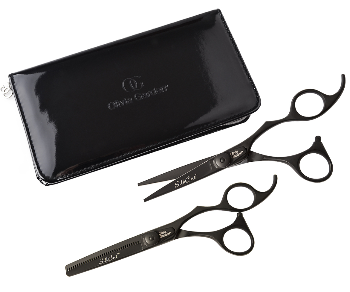 E-shop Sada kaderníckych nožníc 5,75 "a efilačných nožníc 6,35" Olivia Garden SilkCut Pro Matt Black (575/635Matt) + darček zadarmo