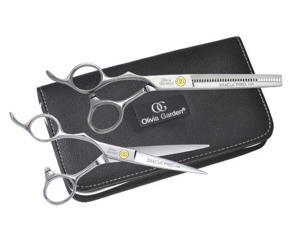 E-shop Sada kaderníckych nožníc 5,75 "a efilačných nožníc 6,35" pre ľavákov Olivia Garden SilkCut Pro (SI-PRO5.75/6.35L) + darček zadarmo
