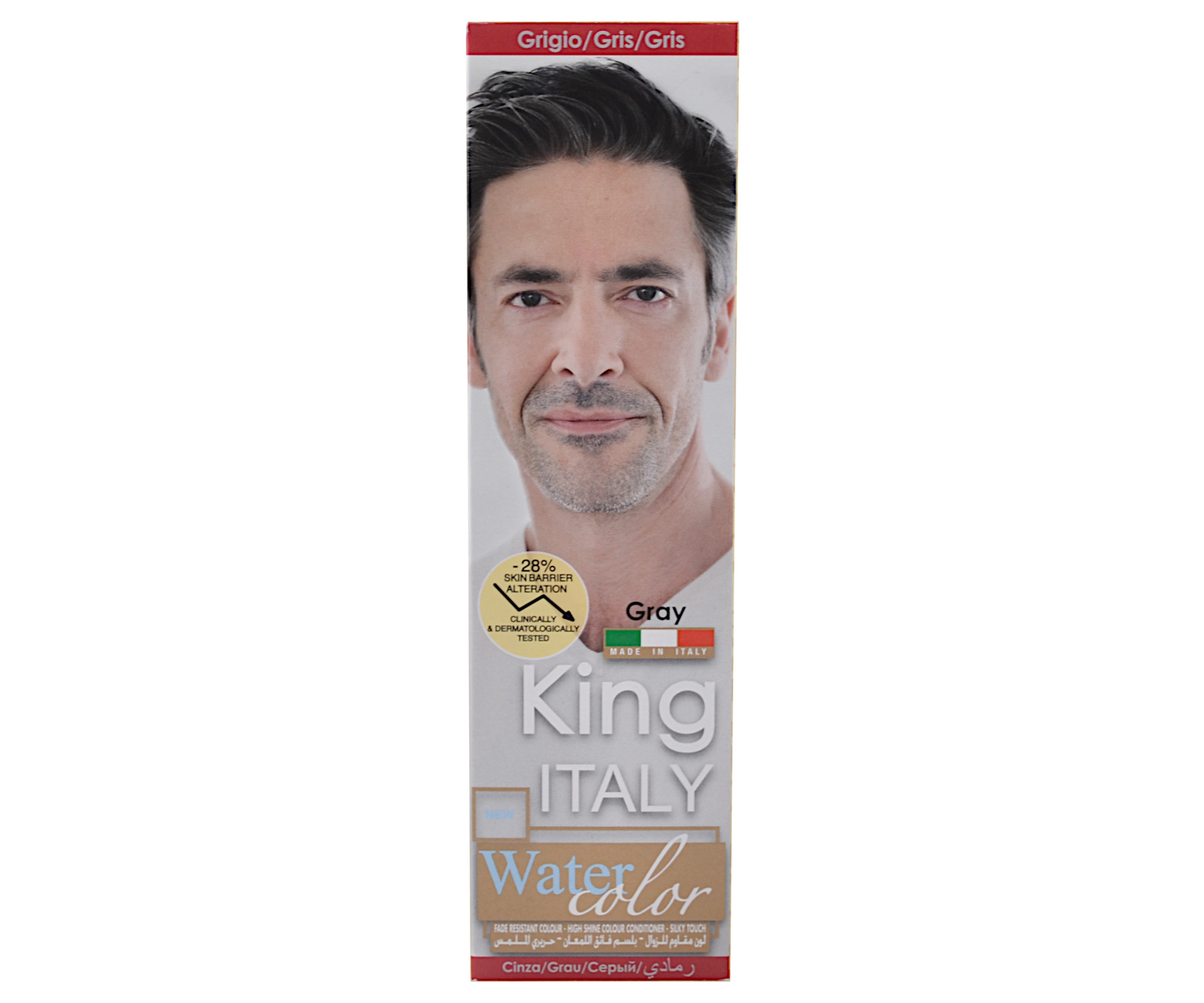 E-shop Permanentná farba pre mužov na vlasy a fúzy Kléral King Italy Water Color - šedá (KIG04) + darček zadarmo