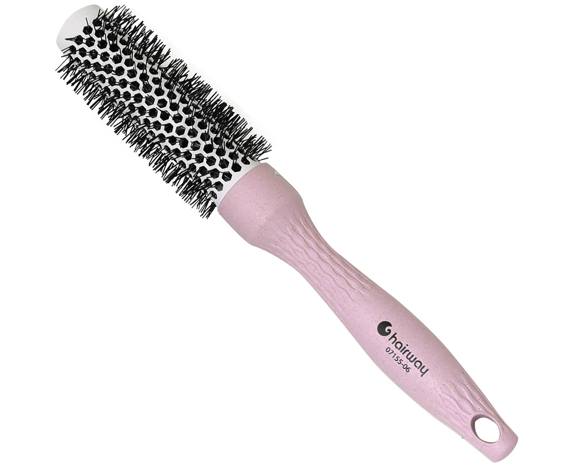 E-shop Okrúhla kefa z organického materiálu s nylonovými štetinami Hairway Organica - fialová, 25 mm (07155-06) + darček zadarmo