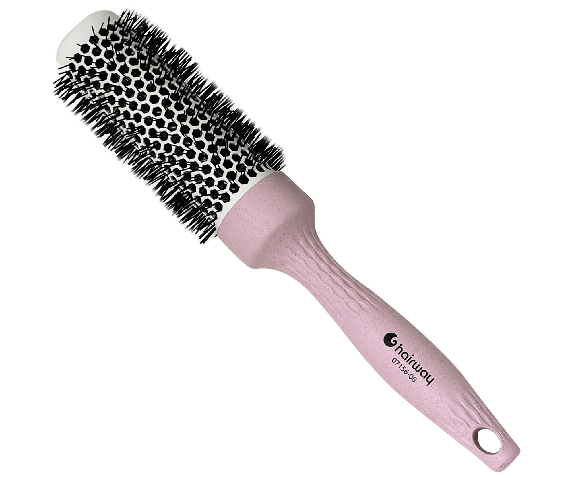 E-shop Okrúhla kefa z organického materiálu s nylonovými štetinami Hairway Organica - fialová, 33 mm (07156-06) + darček zadarmo