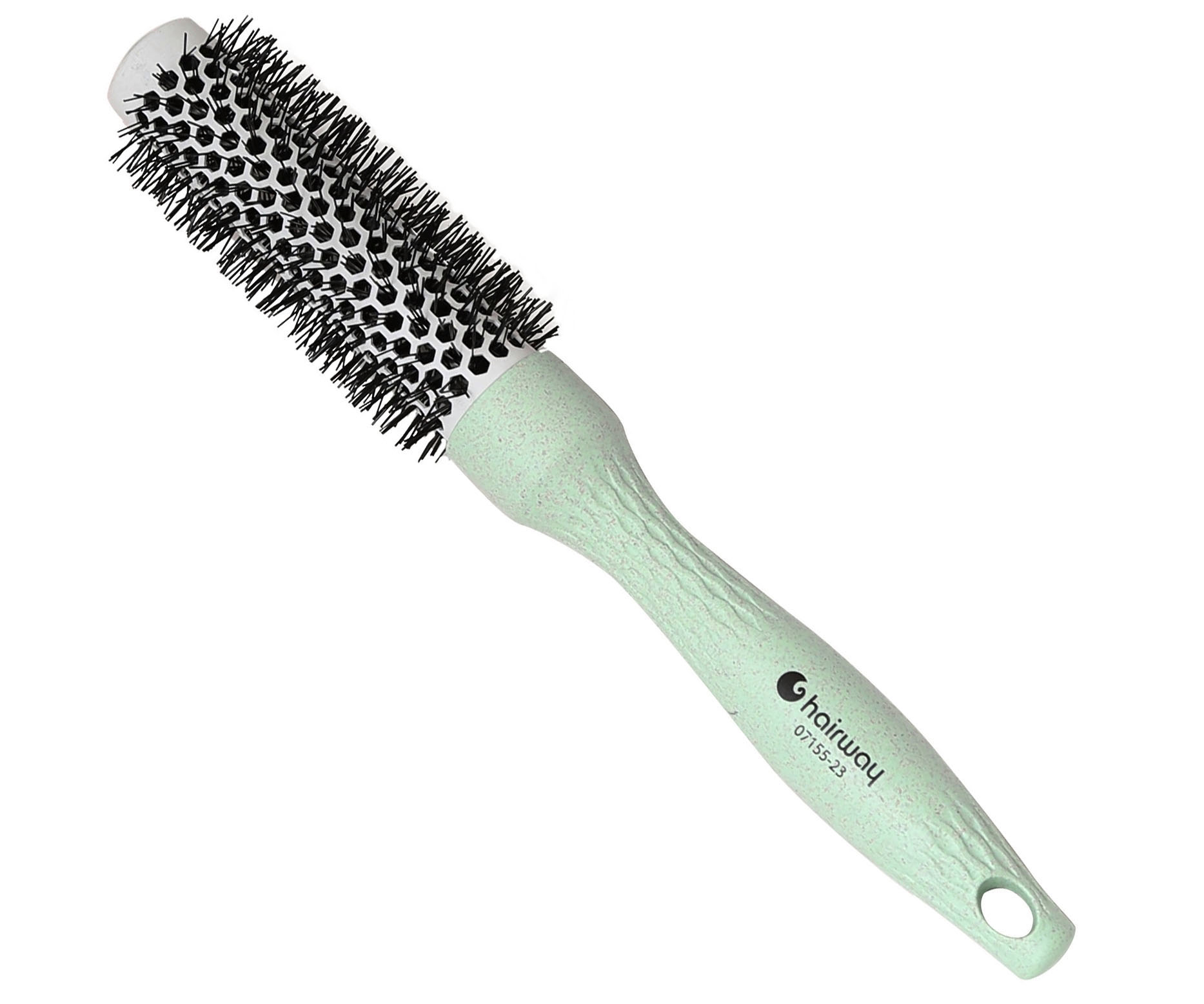 E-shop Okrúhla kefa z organického materiálu s nylonovými štetinami Hairway Organica - zelená, 25 mm (07155-23) + darček zadarmo