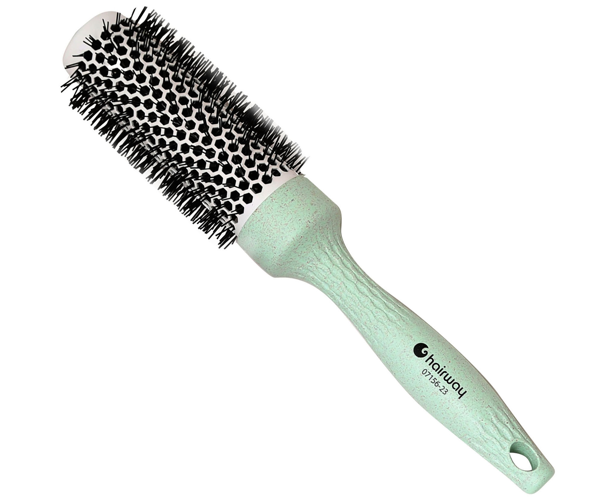 E-shop Okrúhla kefa s nylonovými štetinami Hairway Organica - zelená, 33 mm (07156-23) + darček zadarmo