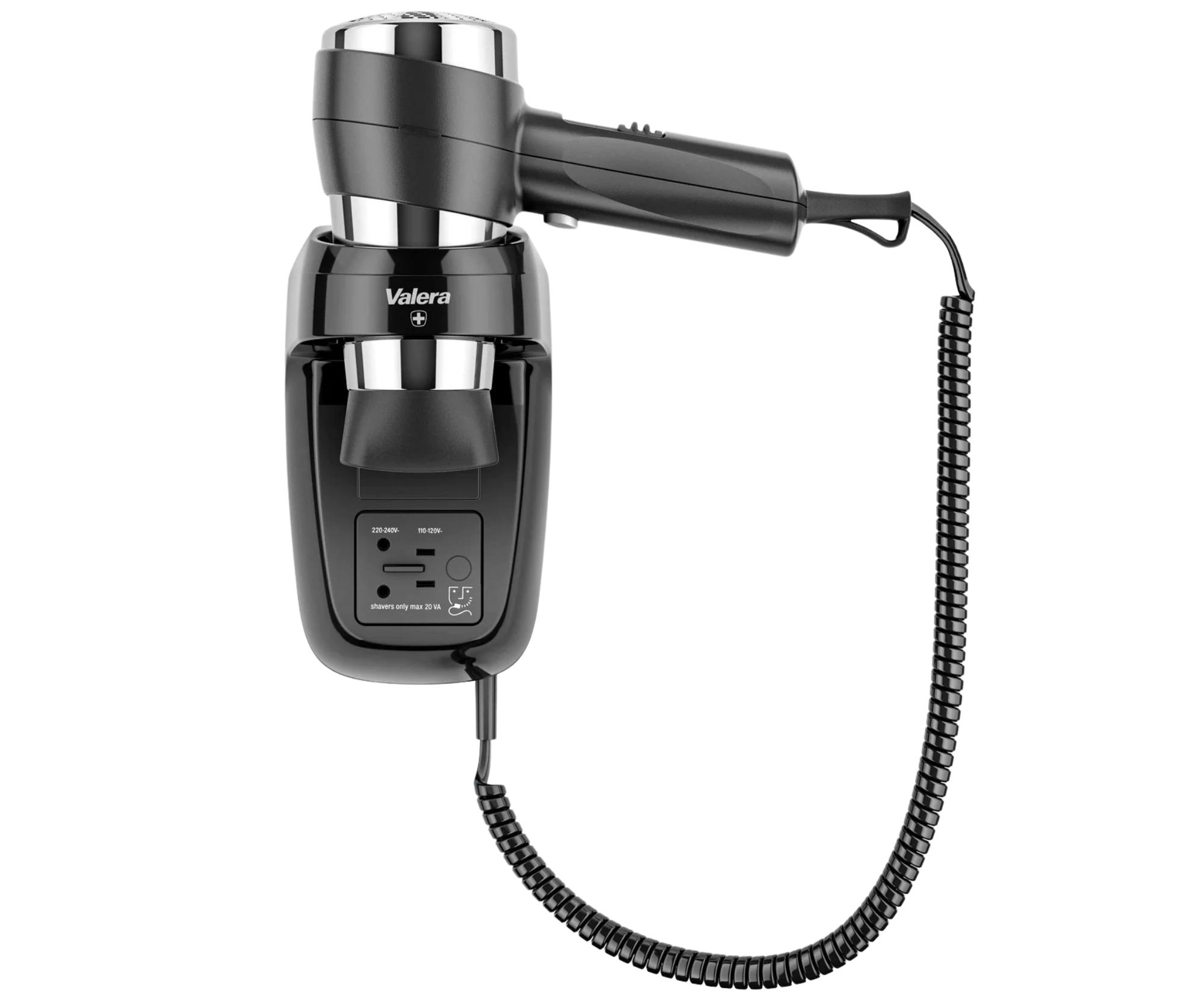 E-shop Fén na stenu so zásuvkou pre holiaci strojček Valera Action Super Plus 1600 Shaver - 1600 W, čierny (542.06/044.05) + darček zadarmo