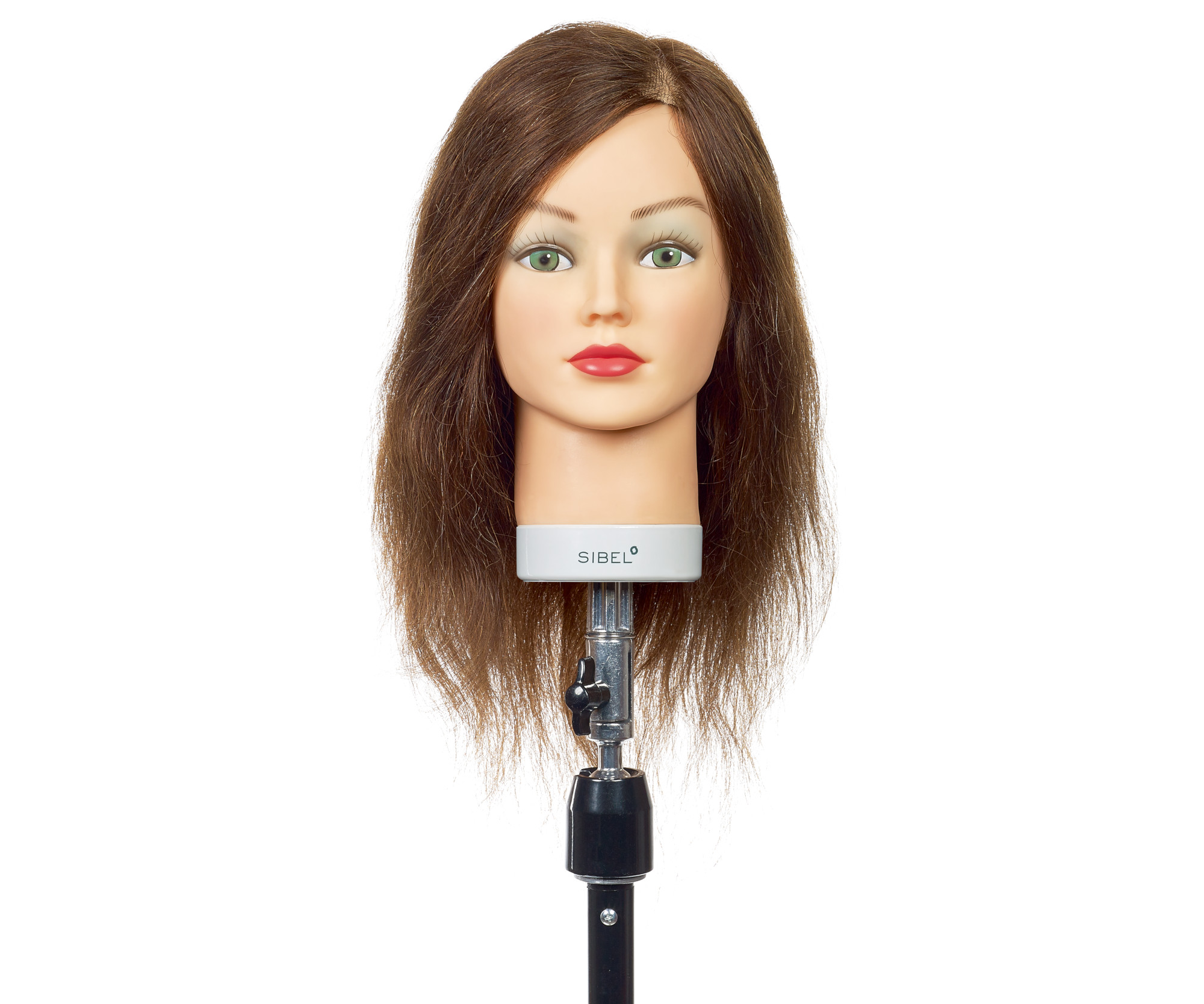 E-shop Cvičná hlava s prírodnými vlasmi Sibel Kathia - svetlo hnedá, 15-35 cm (0040351) + darček zadarmo