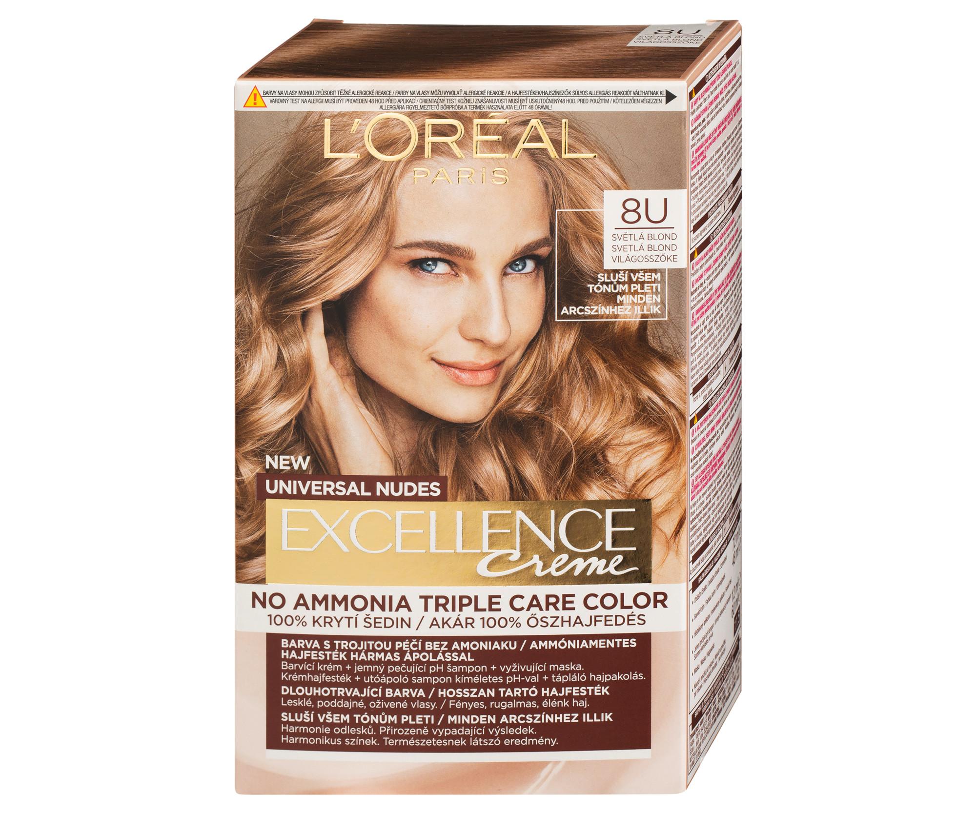 E-shop Permanentná farba Loréal Excellence Universal Nudes 8U svetlá blond - L’Oréal Paris + darček zadarmo
