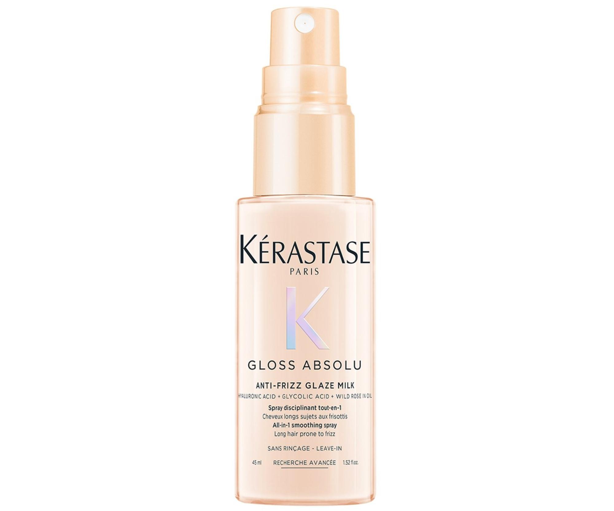 Uhladzujúci termoochranný sprej pre vlasy náchylné na krepatenie Kérastase Gloss Absolu Anti-Frizz Glaze Milk - 45 ml + darček zadarmo