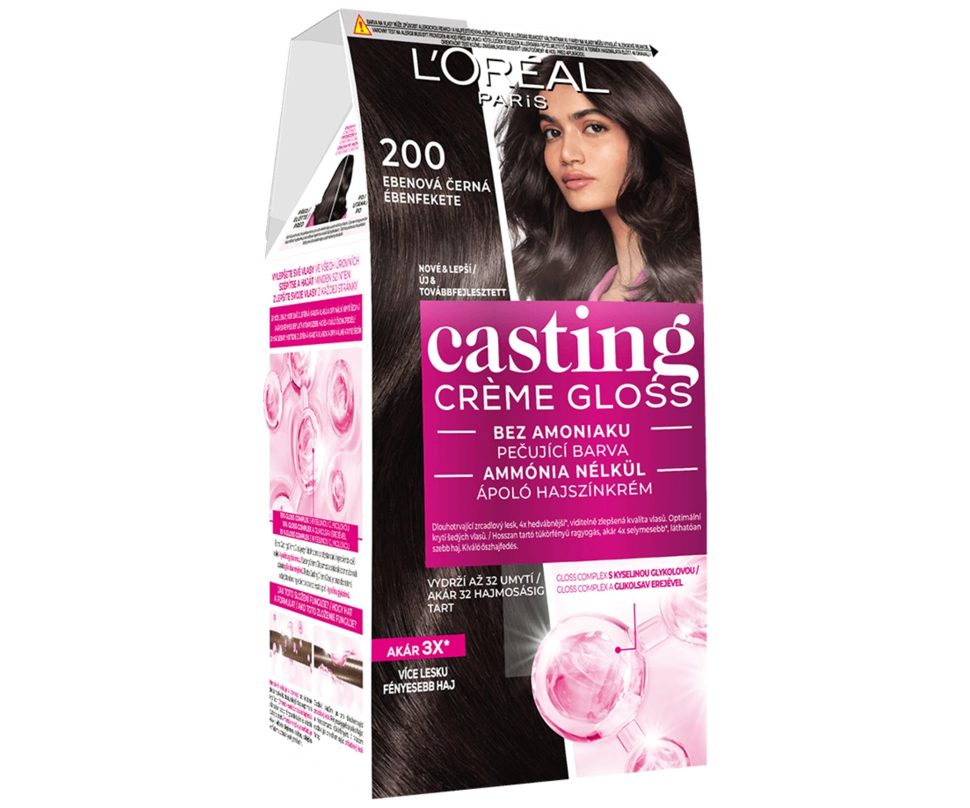 E-shop Preliv bez amoniaku Loréal Casting Créme Gloss - 200 ebenová čierna - L’Oréal Paris + darček zadarmo