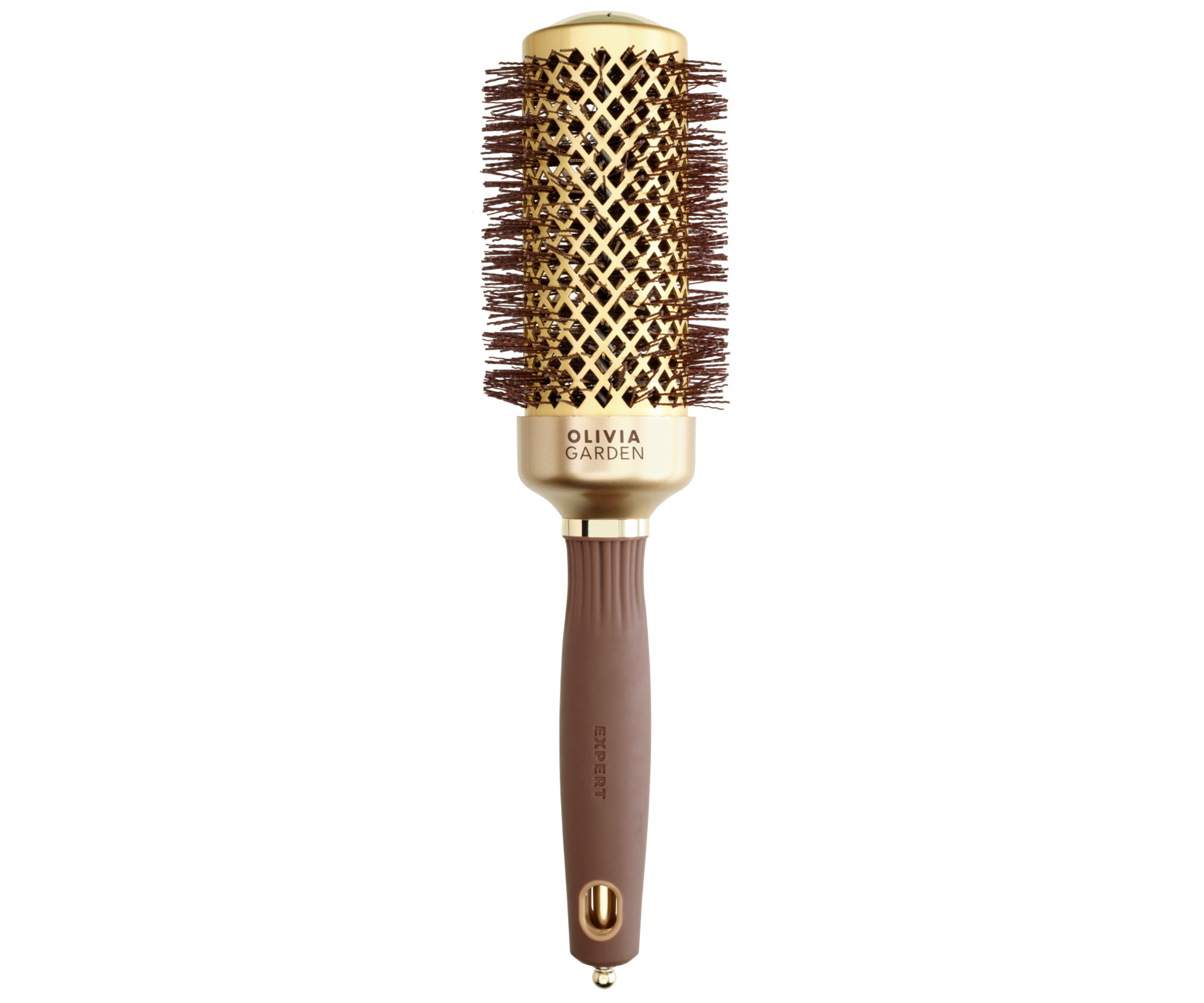 E-shop Okrúhla fúkacia kefa na vlasy Olivia Garden Expert Blowout Shine Gold a Brown - 43 mm (ID2050) + darček zadarmo