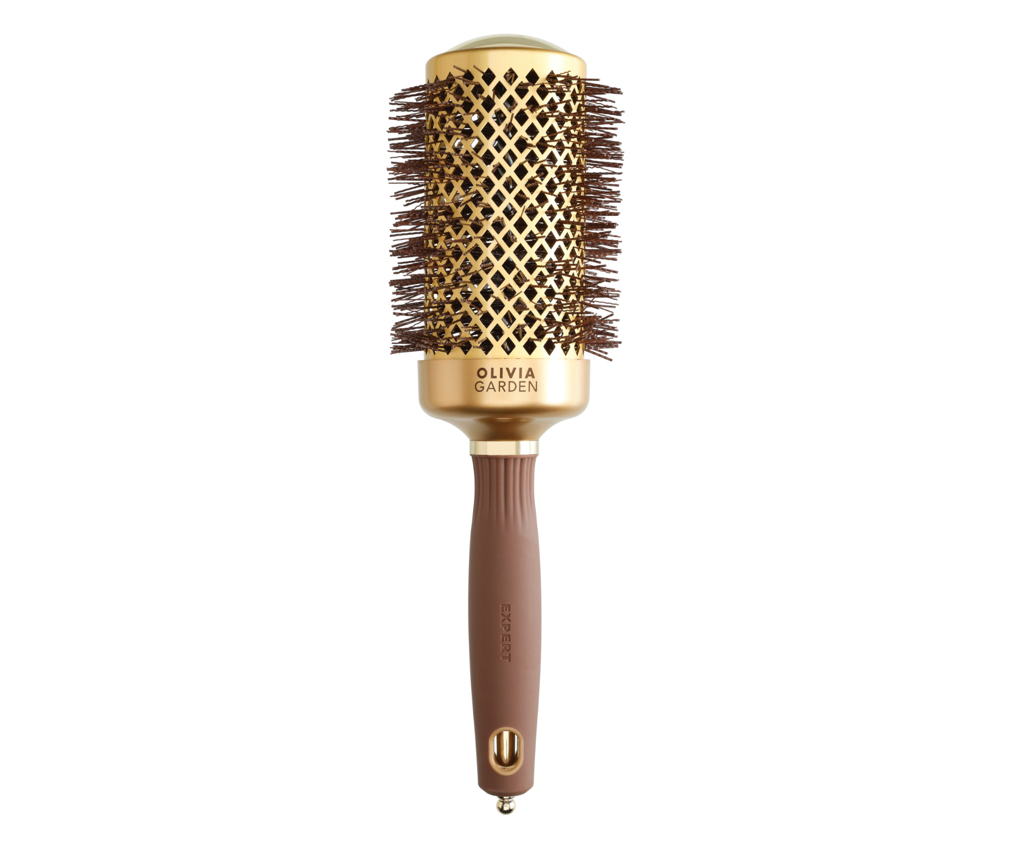 E-shop Okrúhla fúkacia kefa na vlasy Olivia Garden Expert Blowout Shine Gold a Brown - 55 mm (ID2051) + darček zadarmo