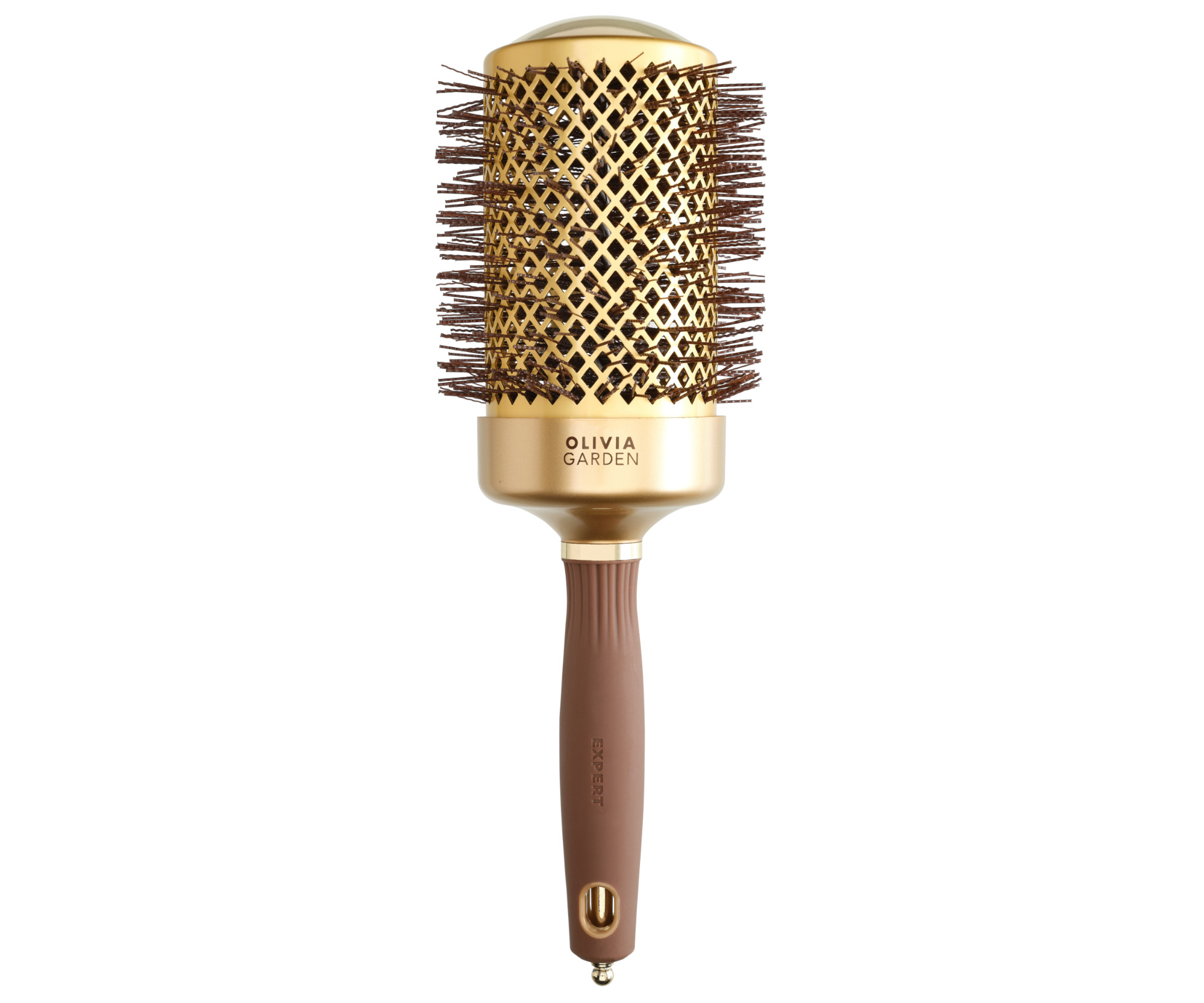E-shop Okrúhla fúkacia kefa na vlasy Olivia Garden Expert Blowout Shine Gold a Brown - 65 mm (ID2052) + darček zadarmo