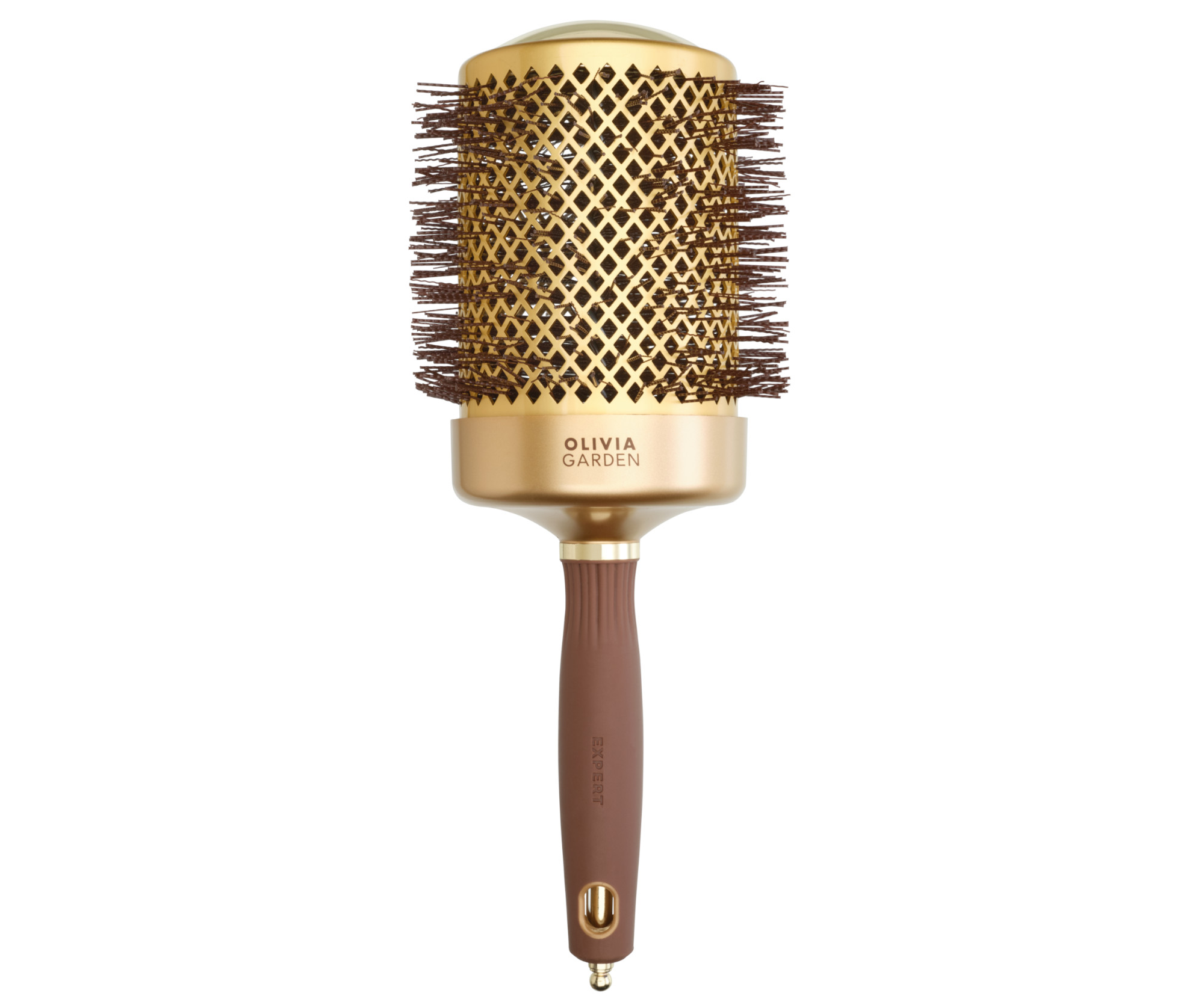E-shop Okrúhla fúkacia kefa na vlasy Olivia Garden Expert Blowout Shine Gold a Brown - 80 mm (ID2053) + darček zadarmo