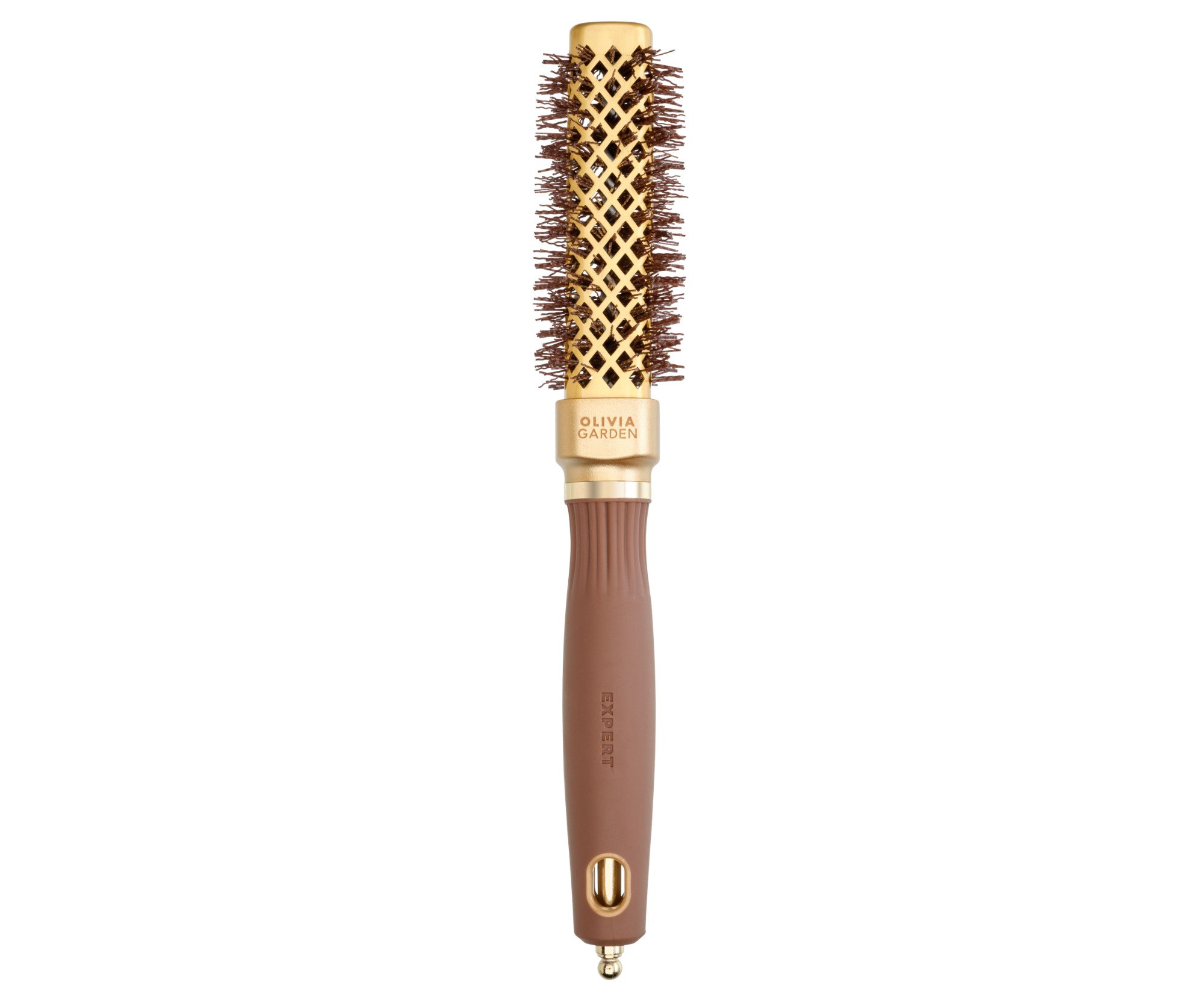 E-shop Štvorhranná fúkacia kefa na vlasy Olivia Garden Expert Blowout Straight Gold a Brown - 20 mm (ID2057) + darček zadarmo