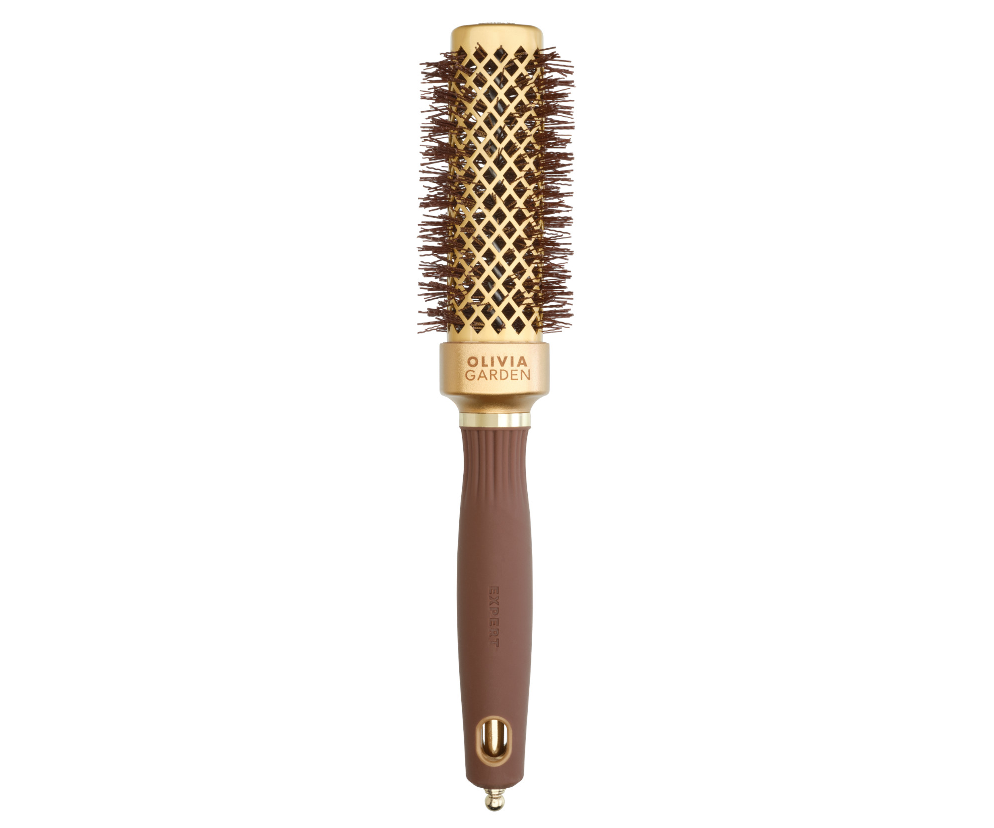 E-shop Štvorhranná fúkacia kefa na vlasy Olivia Garden Expert Blowout Straight Gold a Brown - 30 mm (ID2058) + darček zadarmo