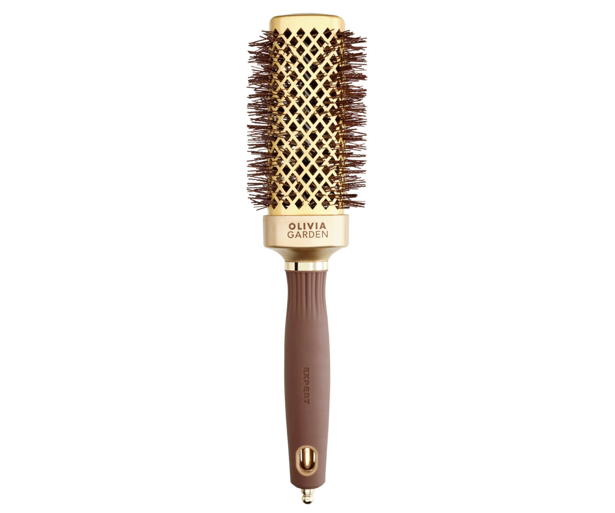 E-shop Štvorhranná fúkacia kefa na vlasy Olivia Garden Expert Blowout Straight Gold a Brown - 40 mm (ID2059) + darček zadarmo