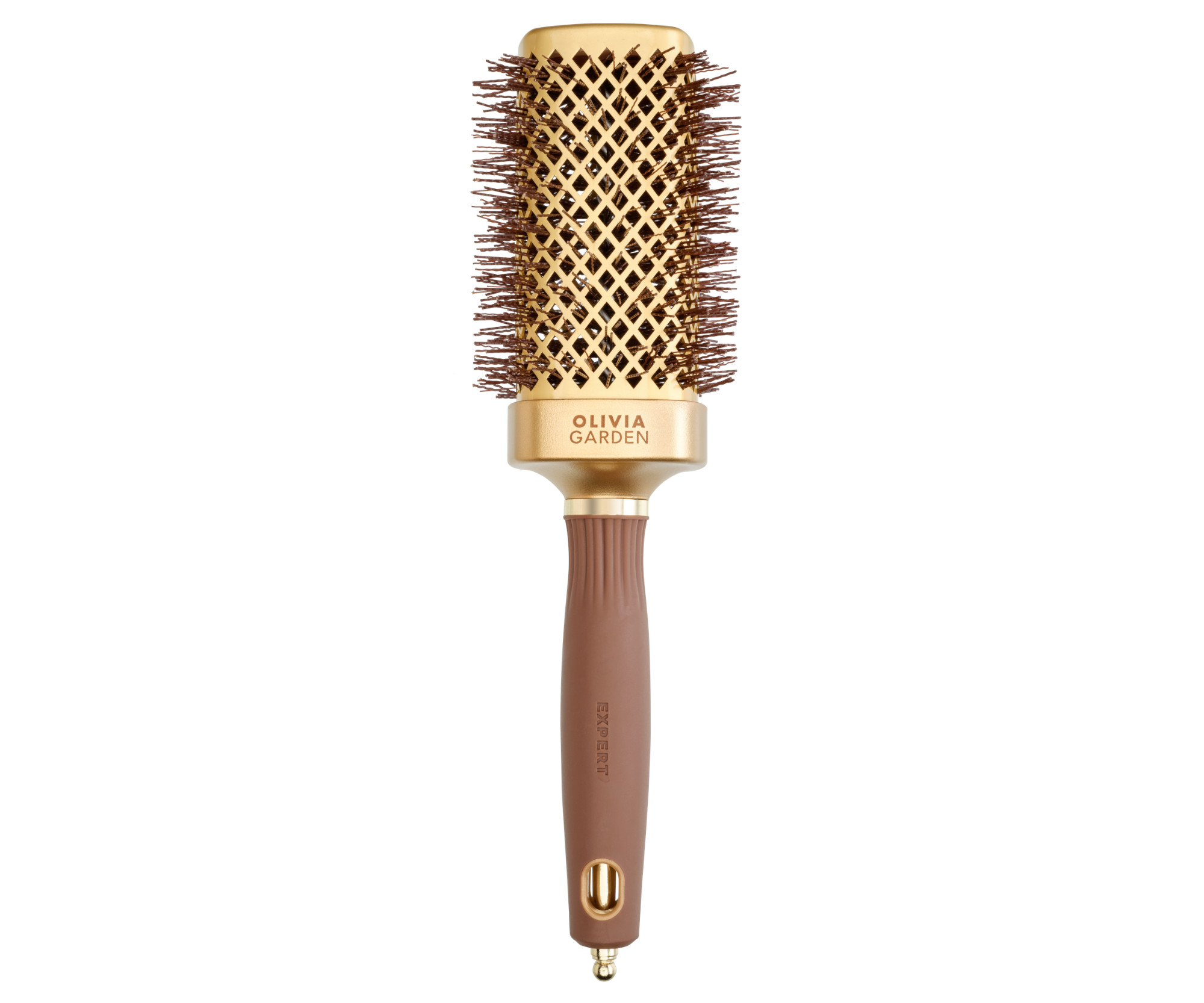 E-shop Štvorhranná fúkacia kefa na vlasy Olivia Garden Expert Blowout Straight Gold a Brown - 50 mm (ID2060) + darček zadarmo