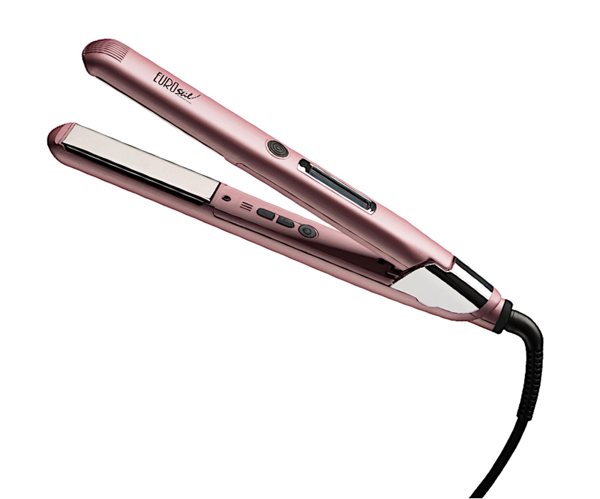 E-shop Profesionálna žehlička na vlasy Eurostil Professional Titanium Straightener - ružová (06174/70) + darček zadarmo