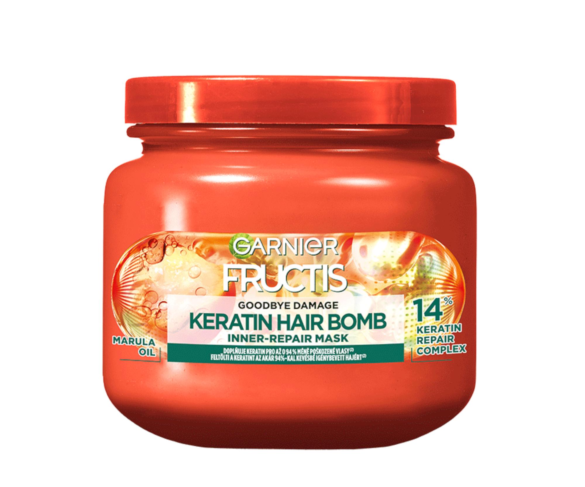 E-shop Hĺbkovo ošetrujúca maska pre poškodené vlasy Garnier Fructis Goodbye Damage Keratin Hair Bomb - 320 ml + darček zadarmo