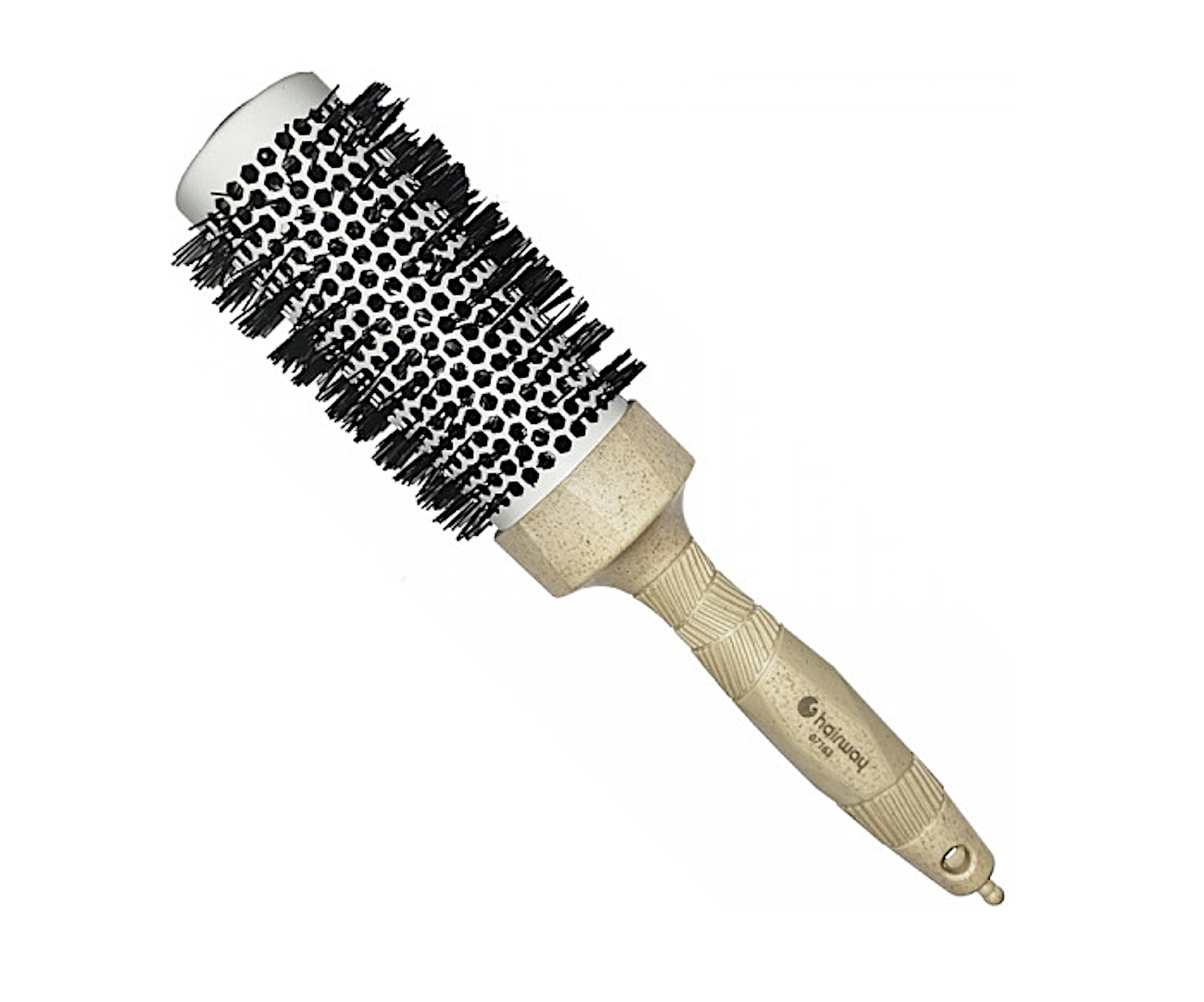 E-shop Okrúhla kefa z organického materiálu s nylonovými štetinami Hairway Organica - krémová, 44 mm (07163) + darček zadarmo