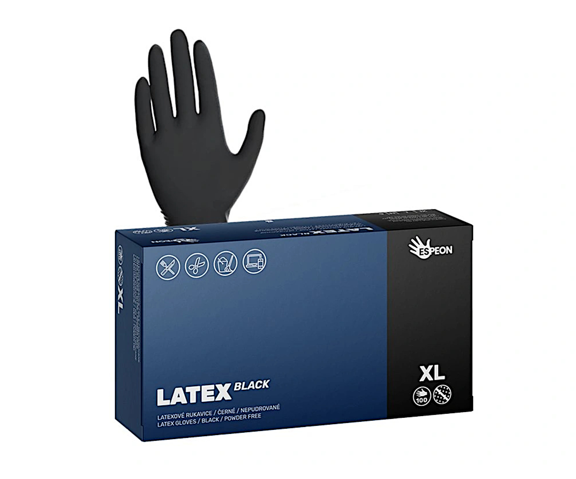 E-shop Latexové rukavice Espeon Latex Black - 100 ks, čierne, veľkosť XL (100070) + darček zadarmo