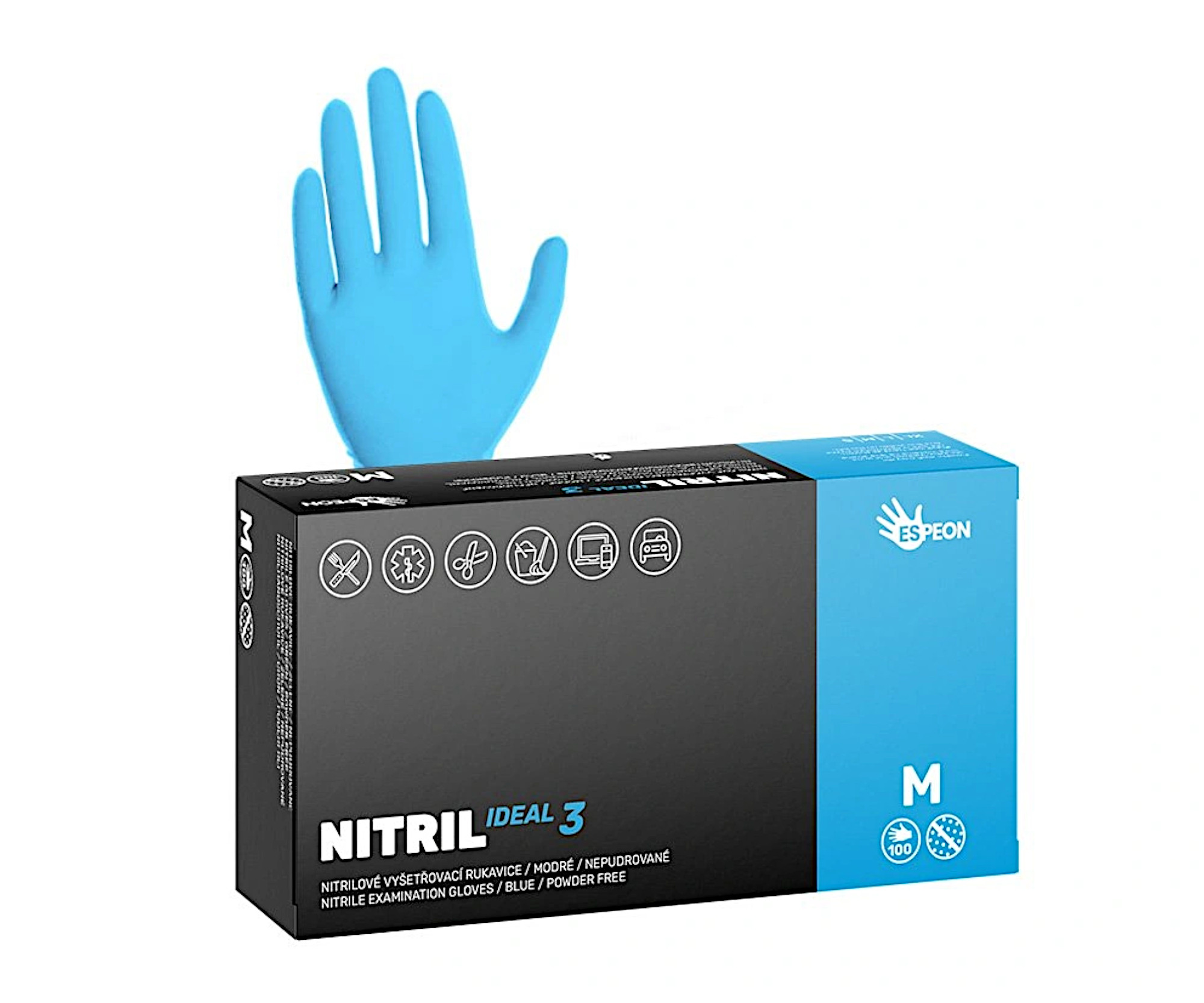 E-shop Silnejšie nitrilové rukavice Espeon Nitril Ideal 3 - 100 ks, modré, veľkosť M (100180) + darček zadarmo