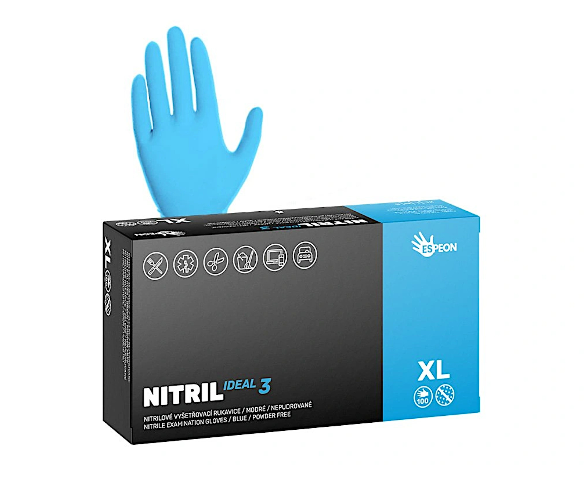 E-shop Silnejšie nitrilové rukavice Espeon Nitril Ideal 3 - 100 ks, modré, veľkosť XL (100182) + darček zadarmo