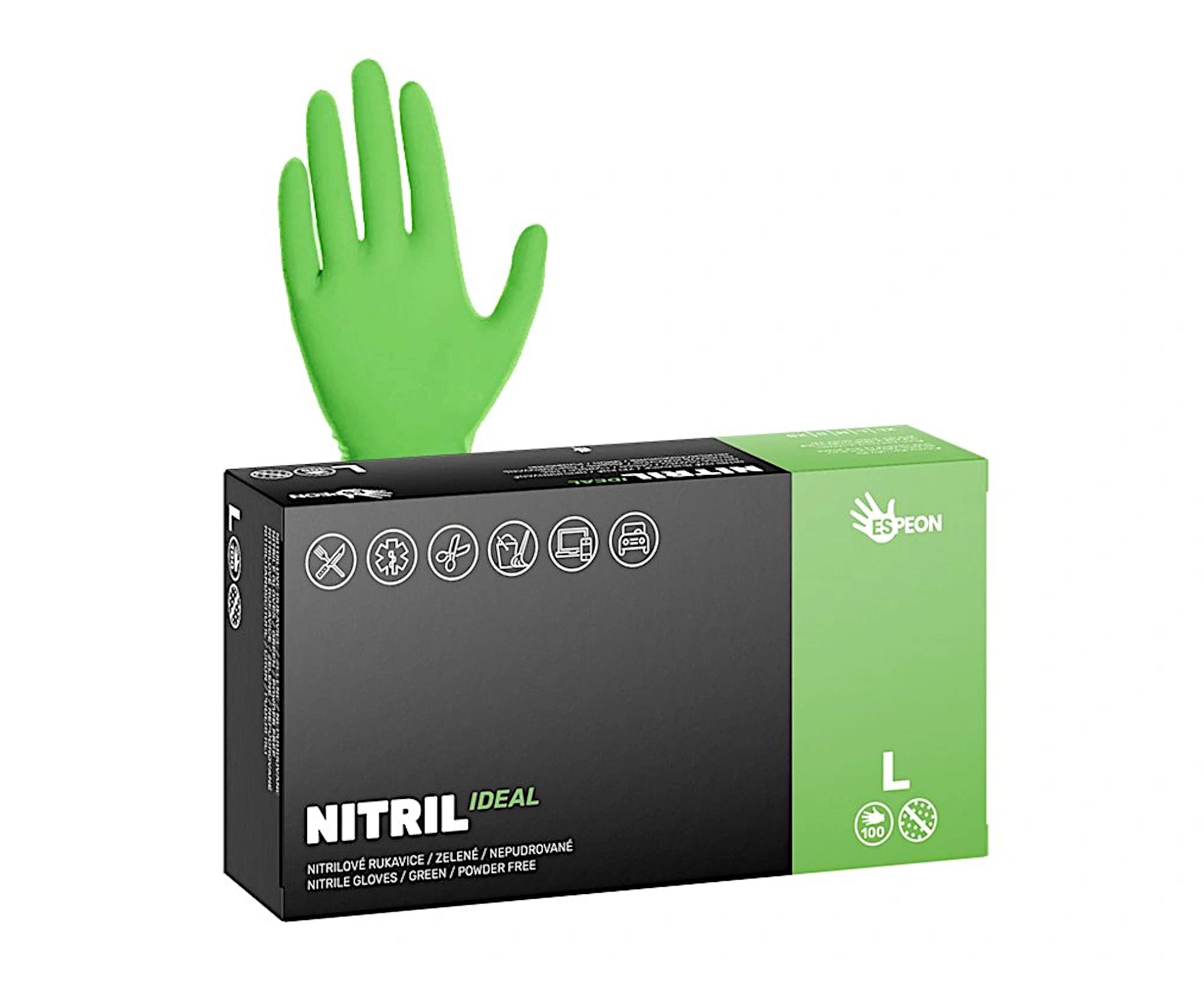 E-shop Nitrilové rukavice Espeon Nitril Ideal - 100 ks, zelené, veľkosť L (100155) + darček zadarmo