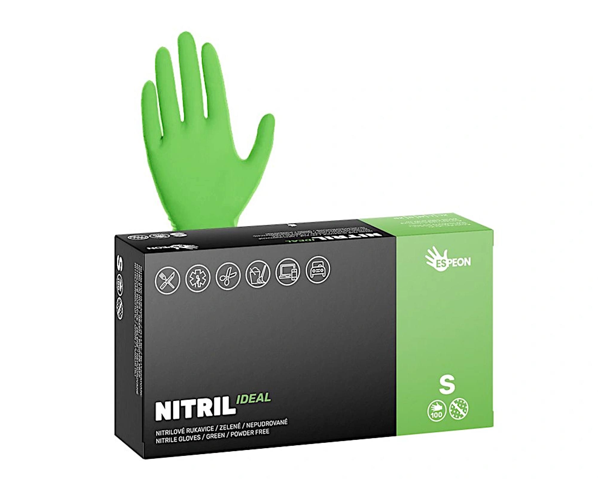 E-shop Nitrilové rukavice Espeon Nitril Ideal - 100 ks, zelené, veľkosť S (100153) + darček zadarmo