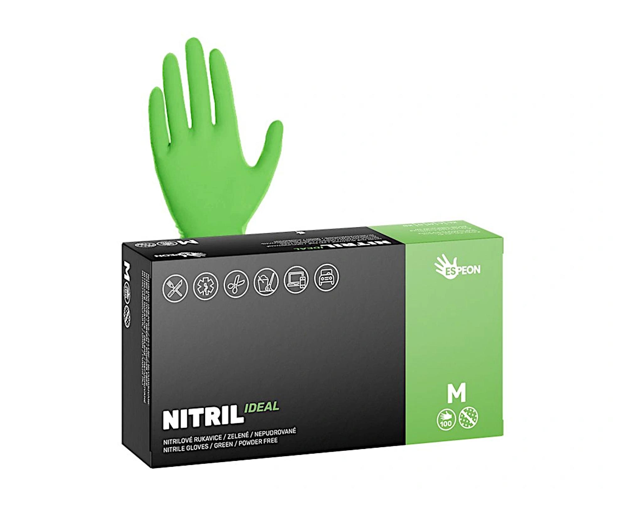 E-shop Nitrilové rukavice Espeon Nitril Ideal - 100 ks, zelené, veľkosť M (100154) + darček zadarmo