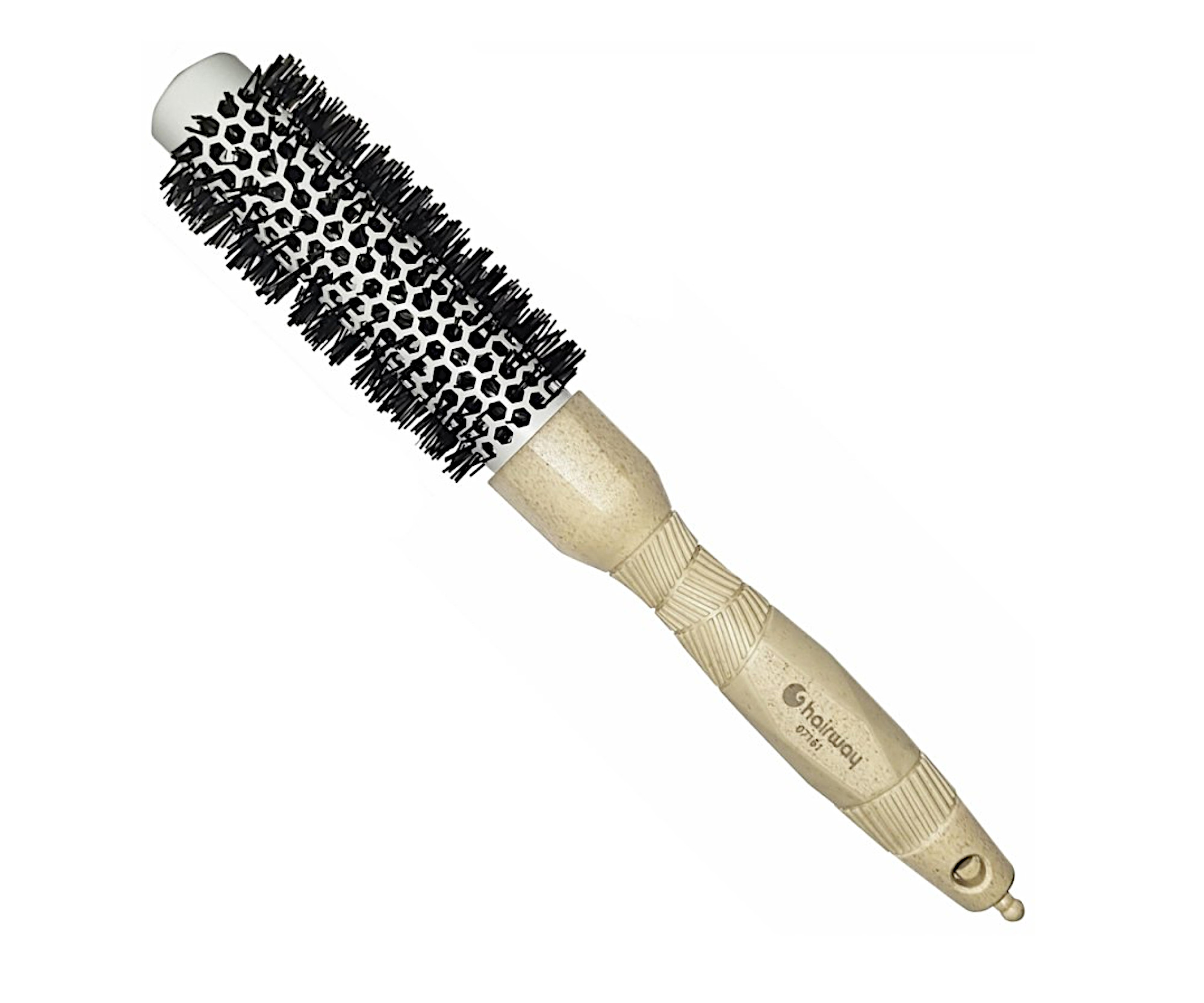 E-shop Okrúhla kefa z organického materiálu s nylonovými štetinami Hairway Organica - krémová, 25 mm (07161) + darček zadarmo