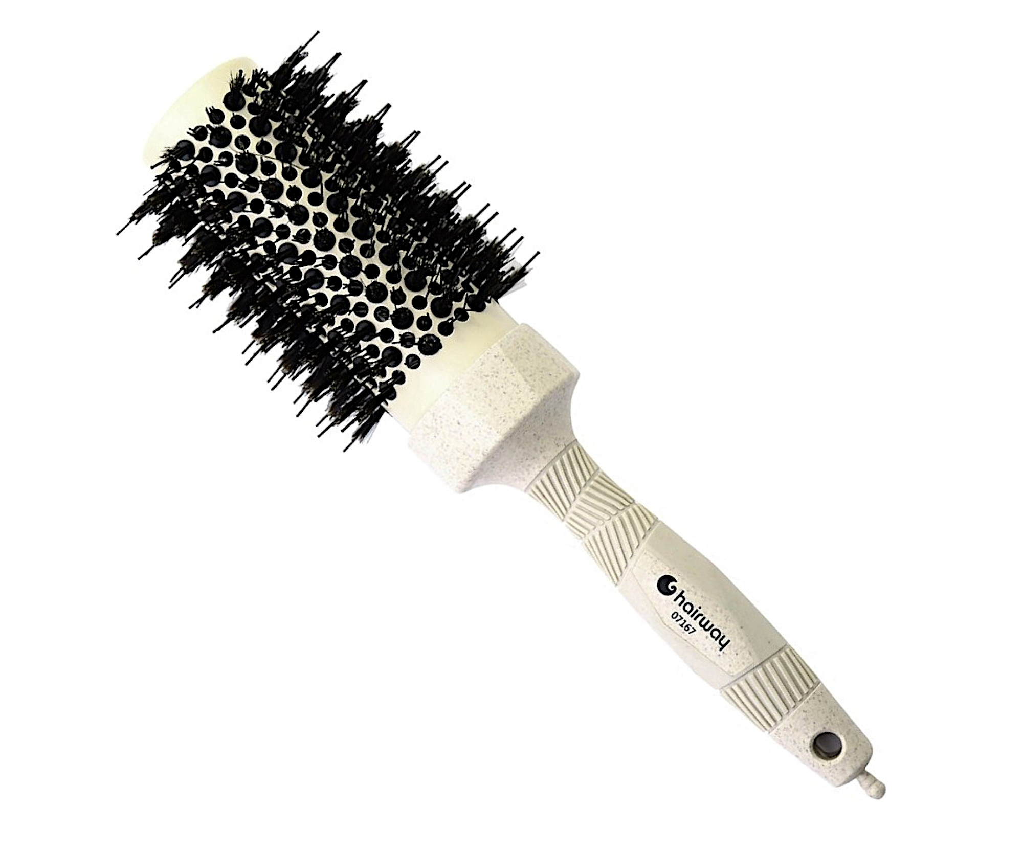 E-shop Okrúhla fúkacia kefa z organického materiálu s tromi typmi štetín Hairway Organica - krémová, 44 mm (07167) + darček zadarmo