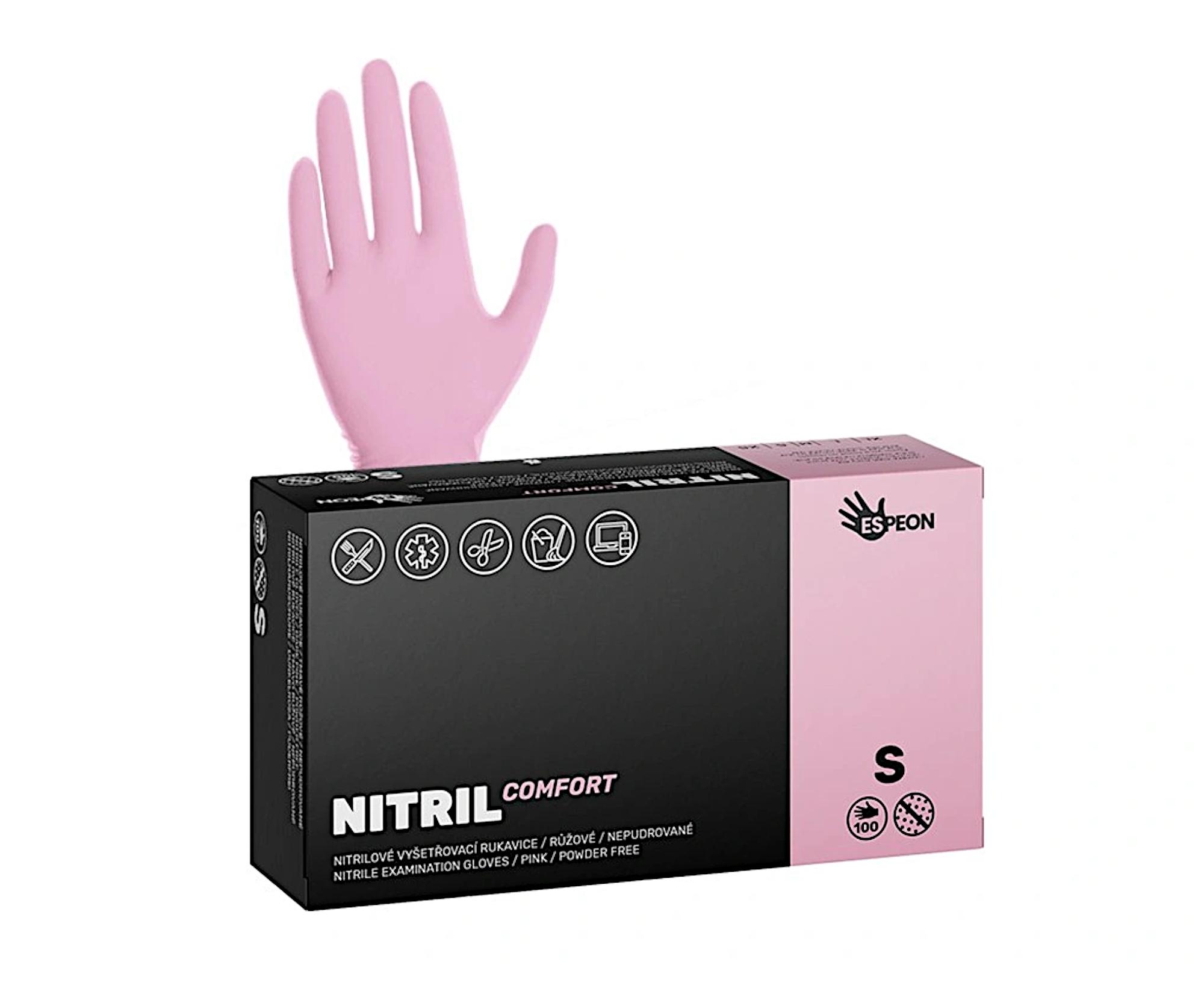 E-shop Nitrilové rukavice Espeon Nitril Comfort - 100 ks, ružové, veľkosť S (100033) + darček zadarmo