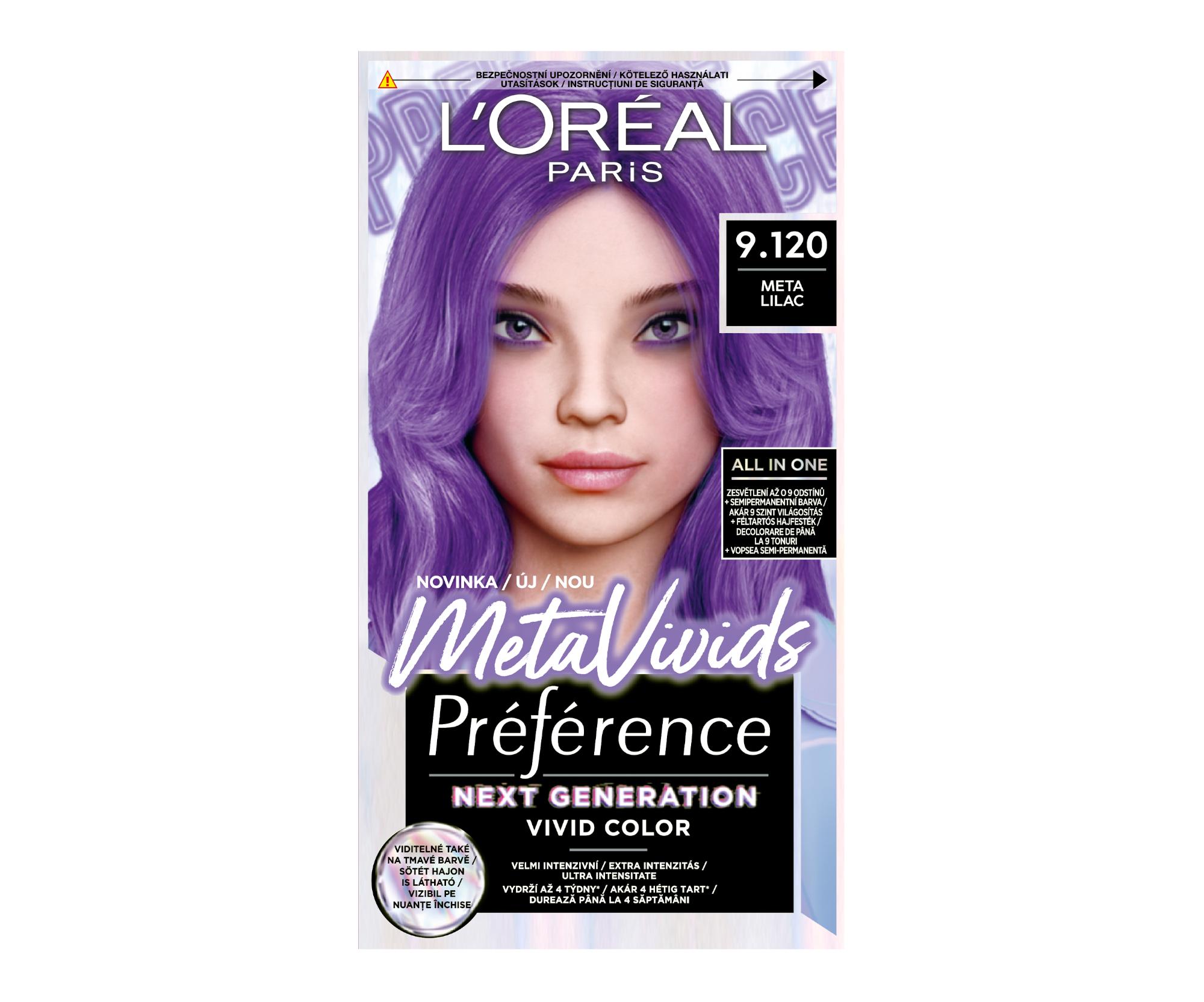 E-shop Zosvetlovač a farba na vlasy Loréal Paris Préférence Meta Vivids - 9.120 meta lilac - fialová - L’Oréal Paris + darček zadarmo