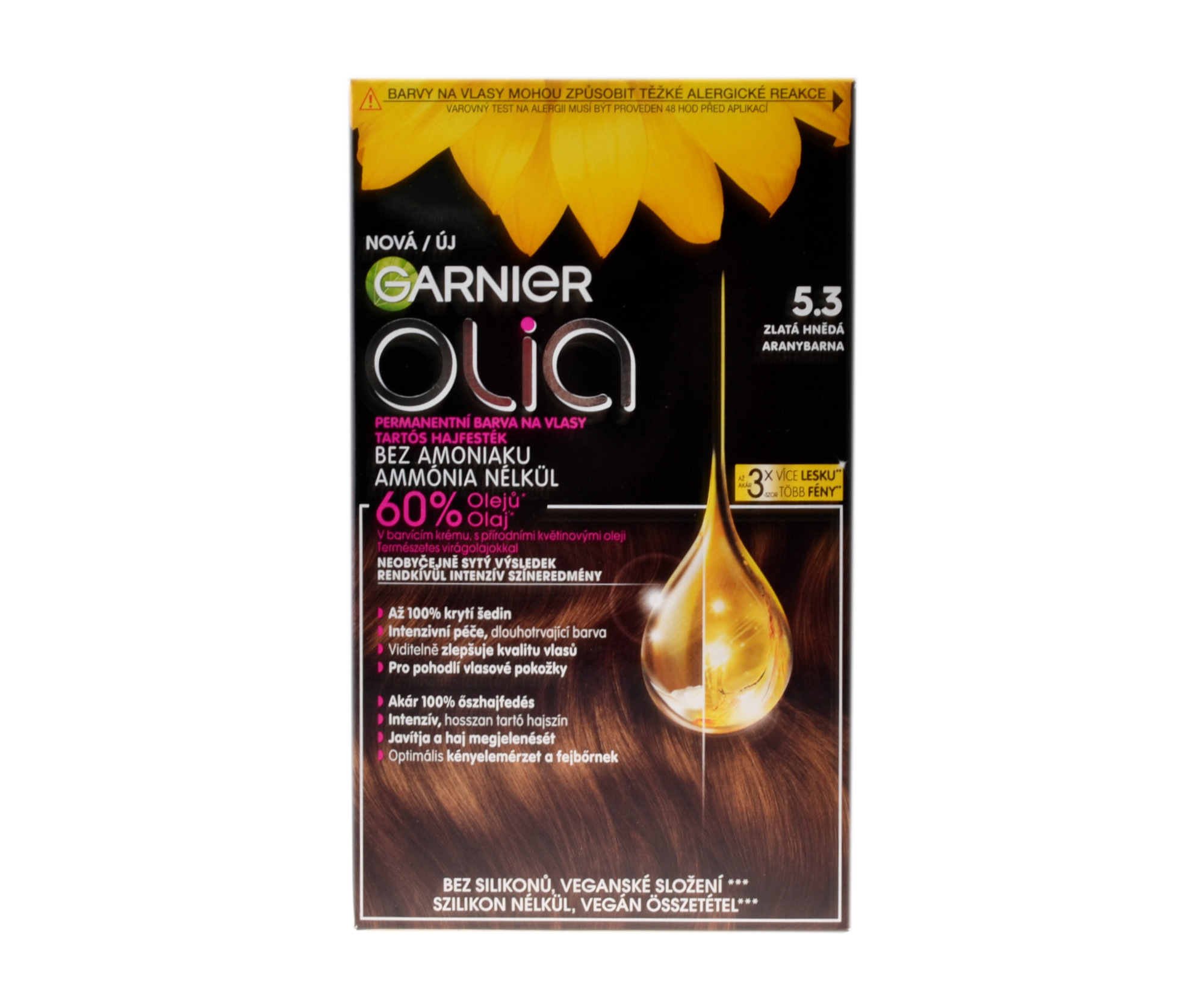 E-shop Permanentná olejová farba Garnier Olia - 5.3 zlatá hnedá + darček zadarmo