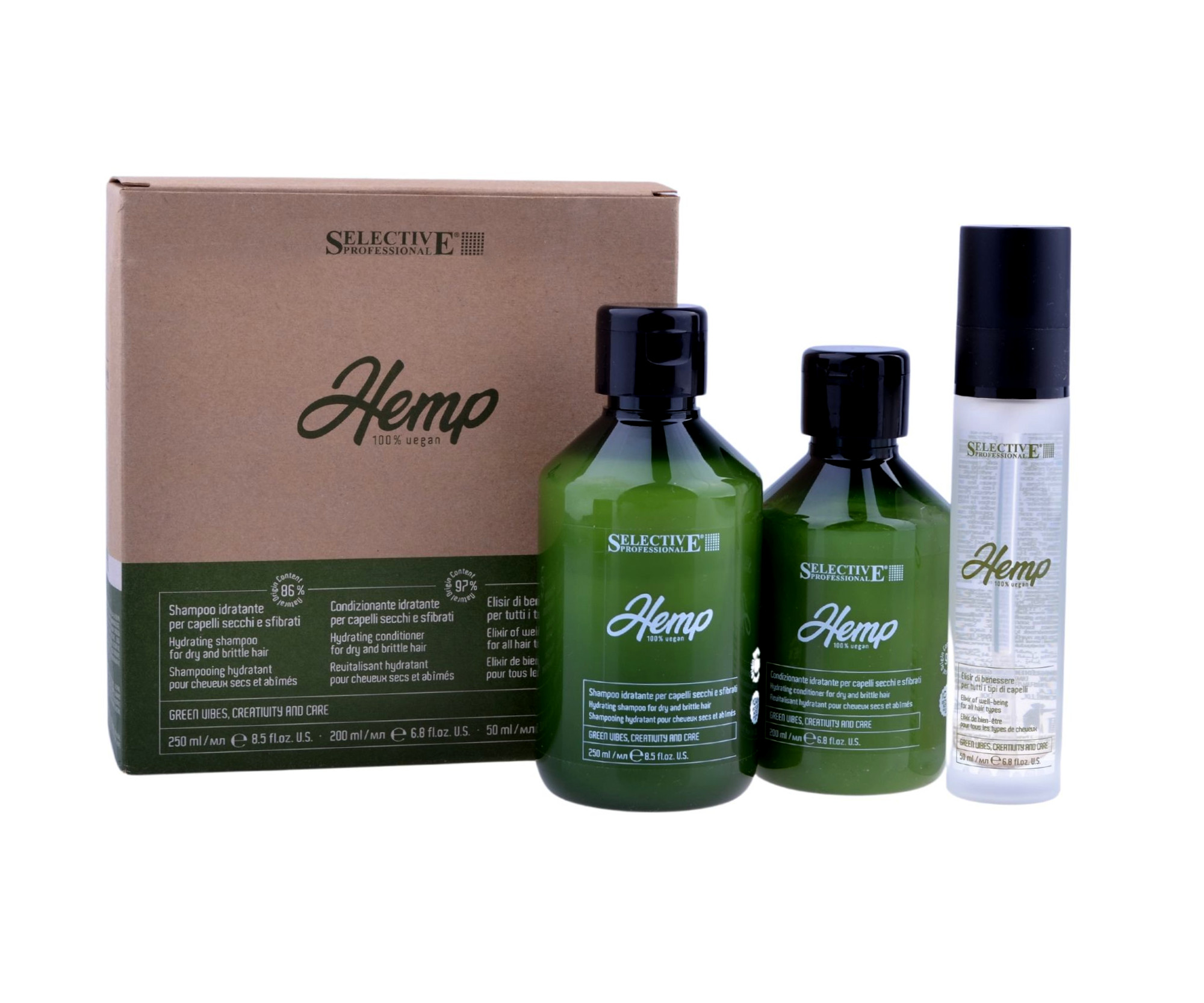 E-shop Hydratačná darčeková sada pre suché a lámavé vlasy Selective Professional Hemp + darček zadarmo