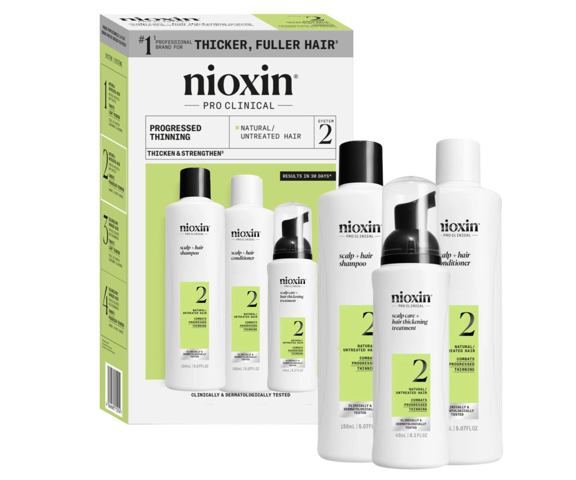 E-shop Sada pre silne rednúce prírodné vlasy Nioxin System 2 Trial Kit No.2 (99350180567) + darček zadarmo