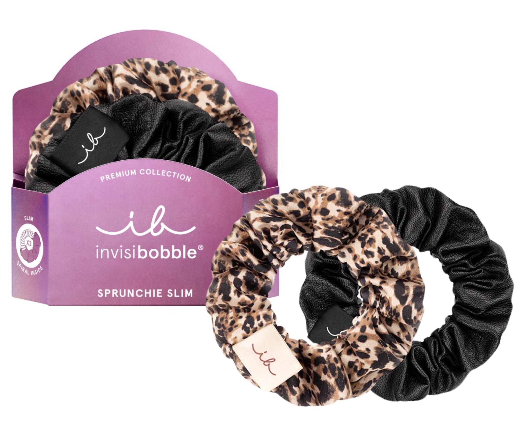 E-shop Ozdobné špirálové gumičky Invisibobble Sprunchie Slim Premium Leo is the New Black - 2 ks + darček zadarmo